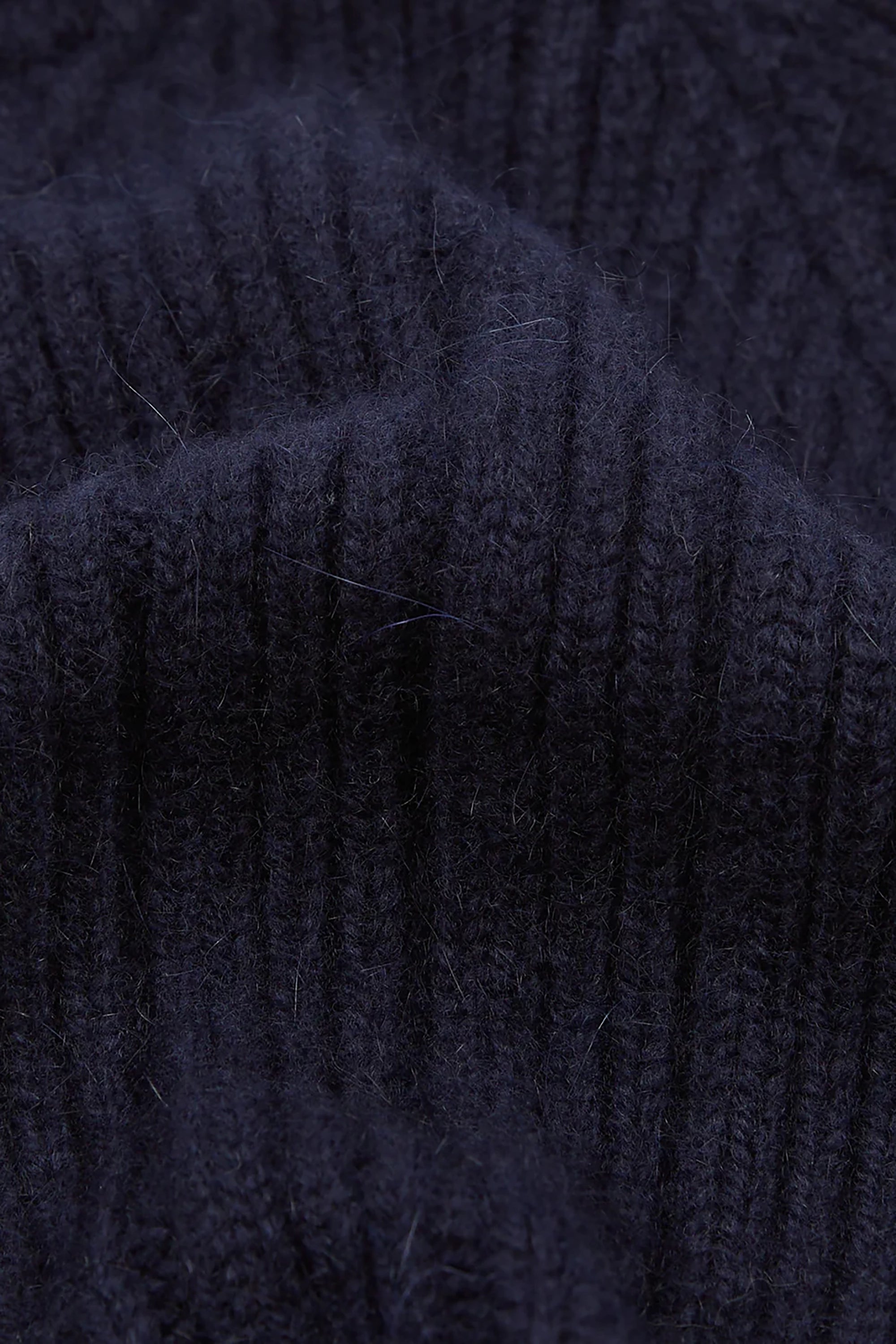 Navy Angora Lambswool Ribbed Knit Cap