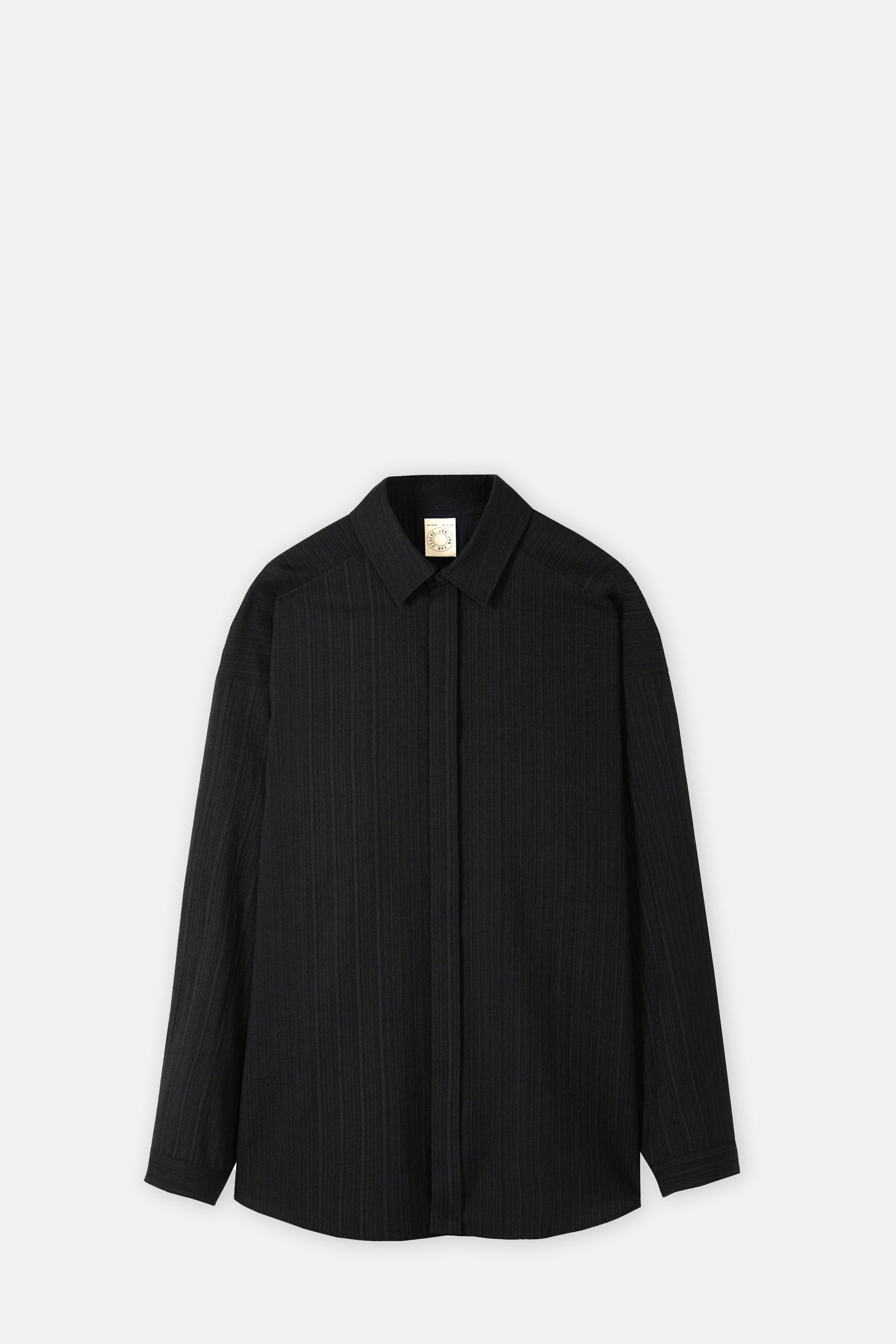 Dark Striped Regular Fit Wool Shirt