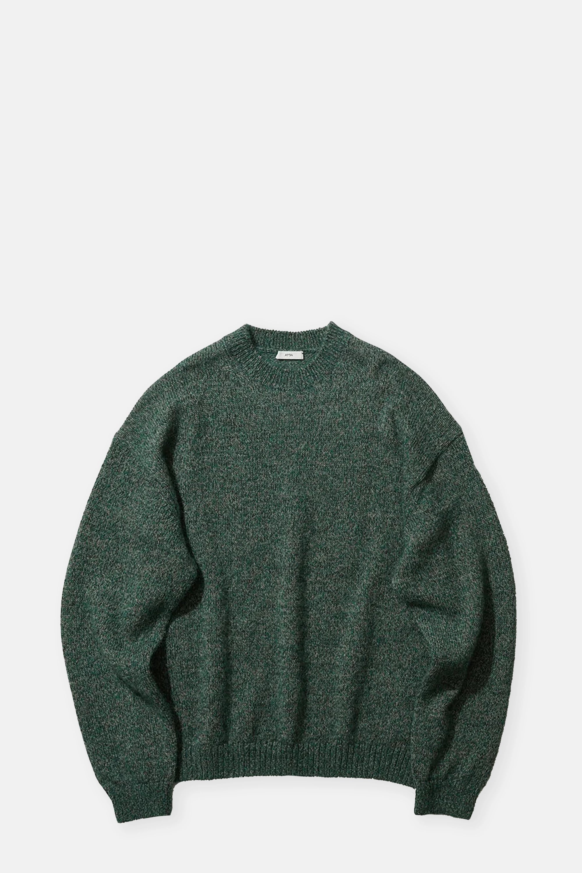 Green Wool Alpaca Crewneck Sweater