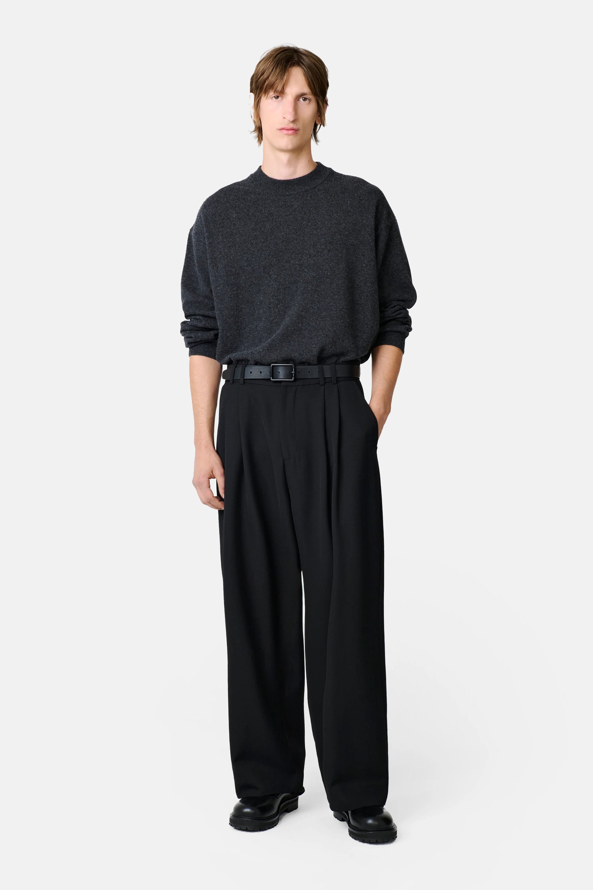 Black Line Double Pleat Volume Pant