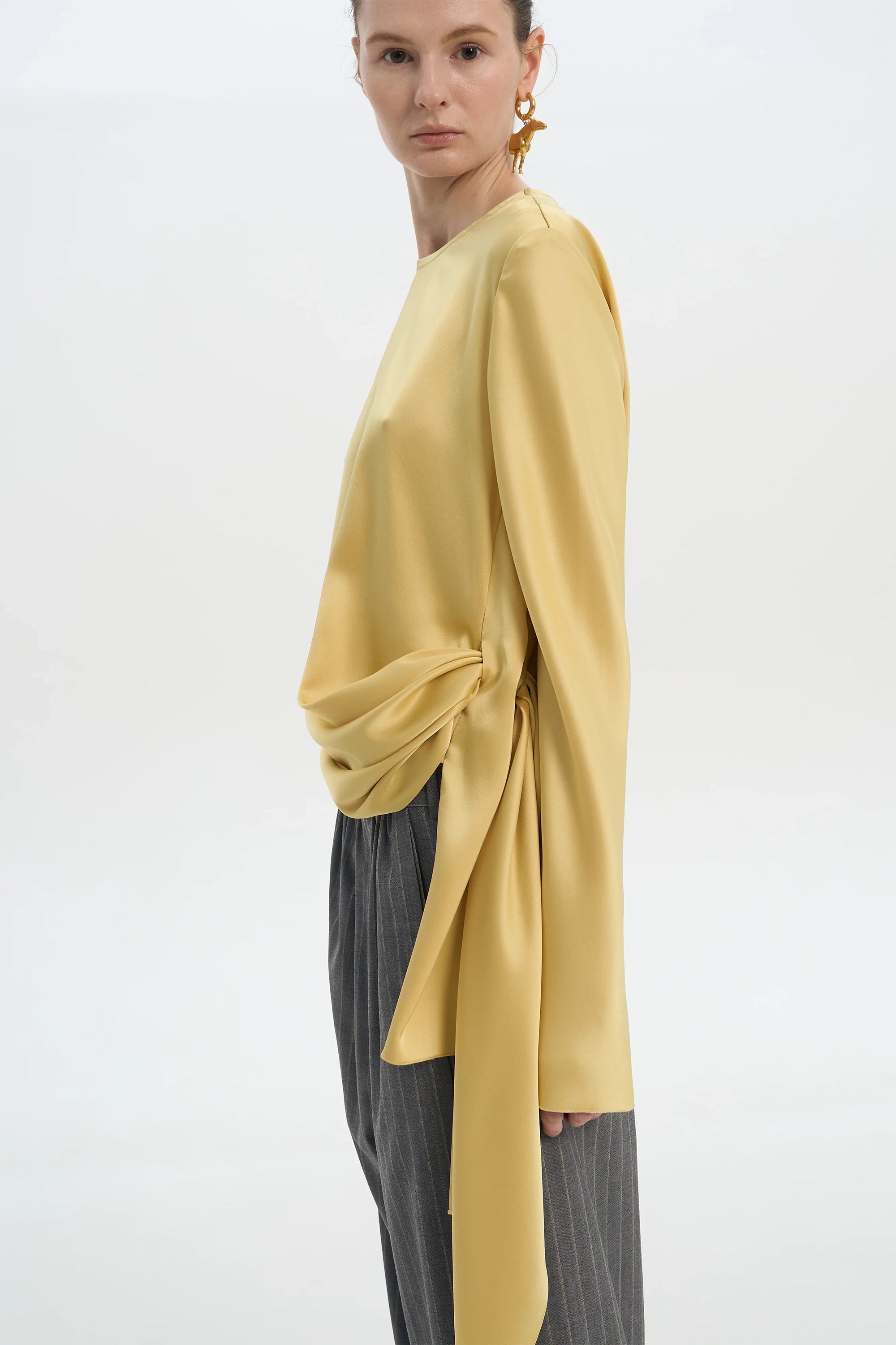 Waist Twisted Satin Blouse