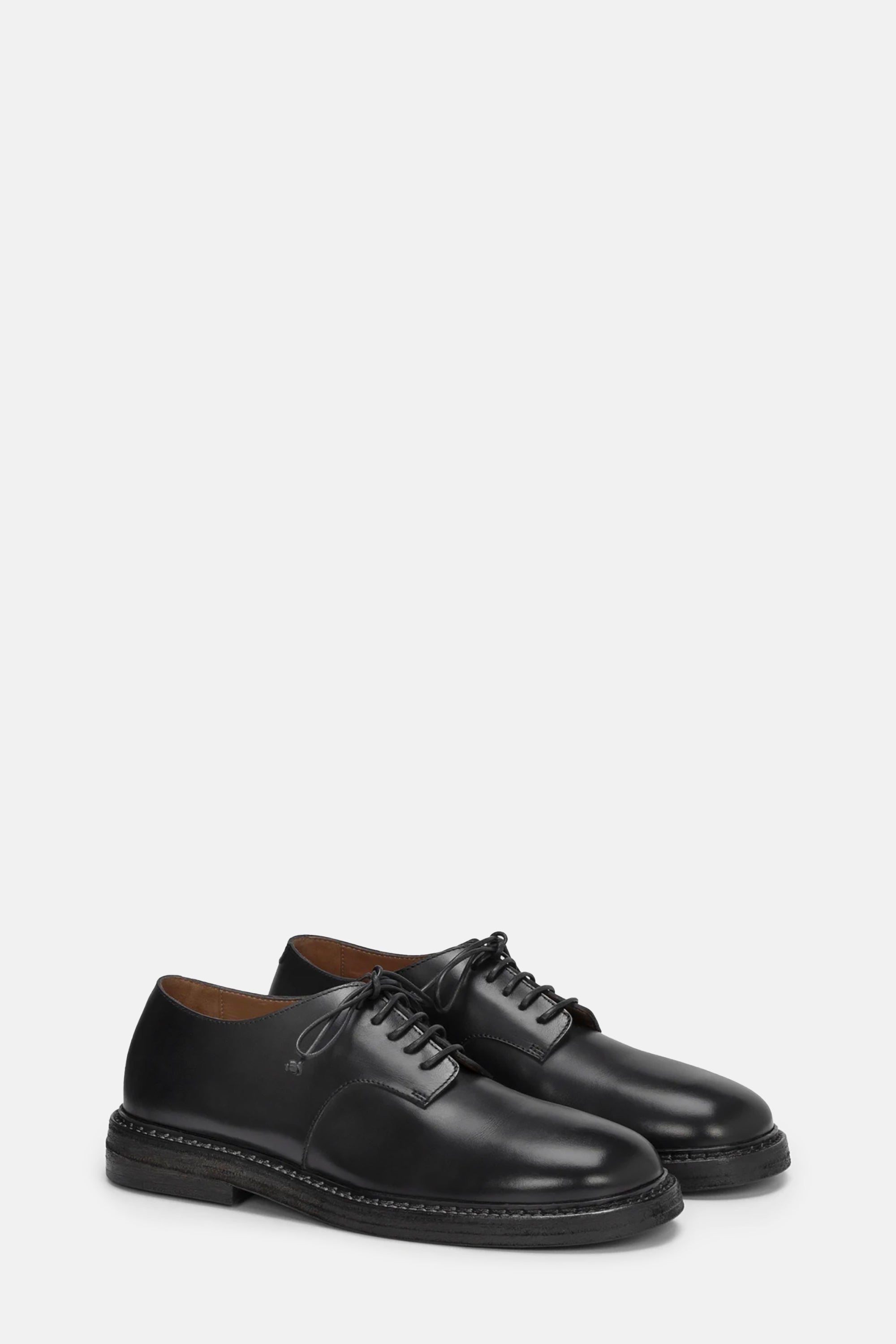 Nasello Black Leather Derby Shoes