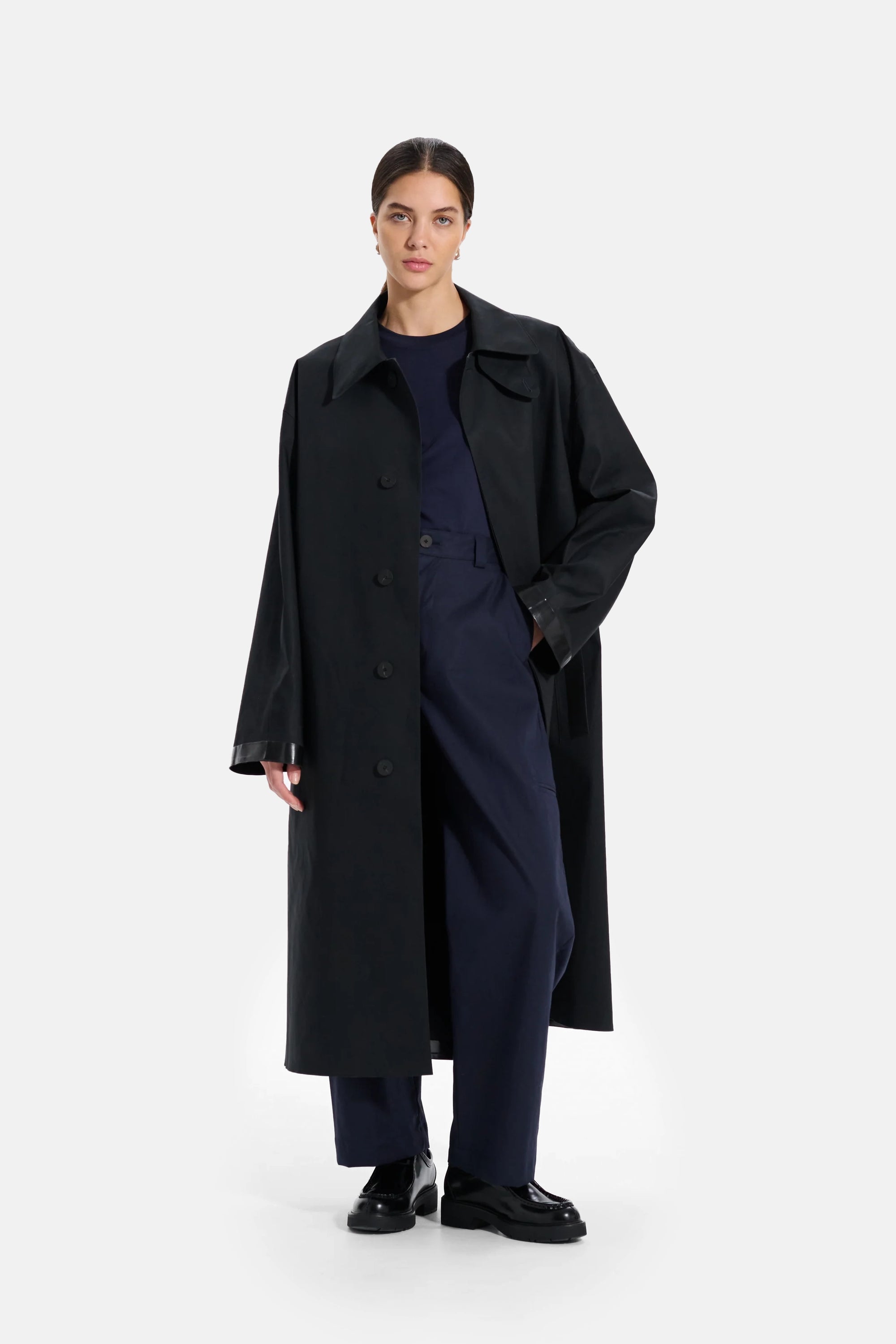 Black Ettrick Rubberised Long Coat