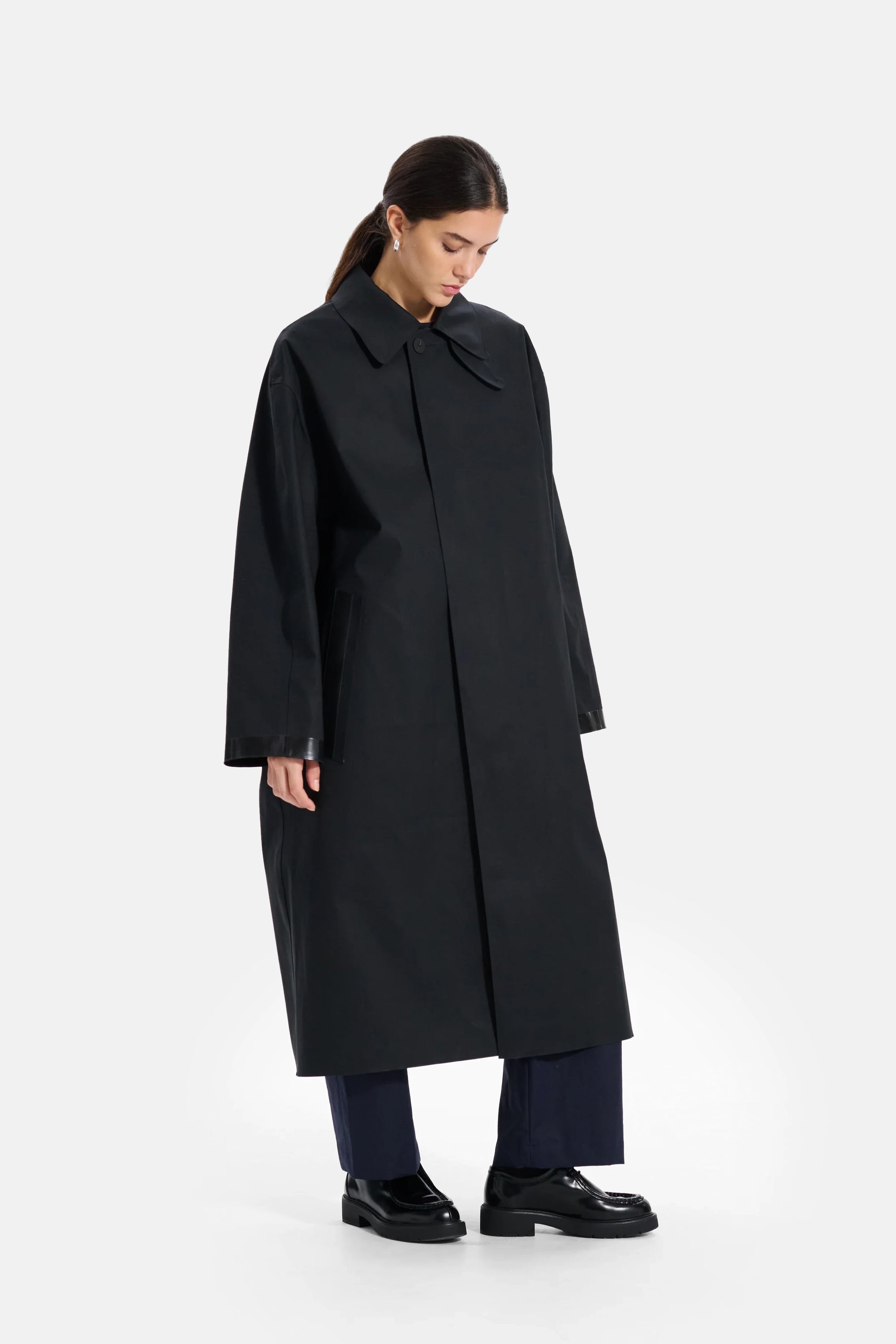 Black Ettrick Rubberised Long Coat