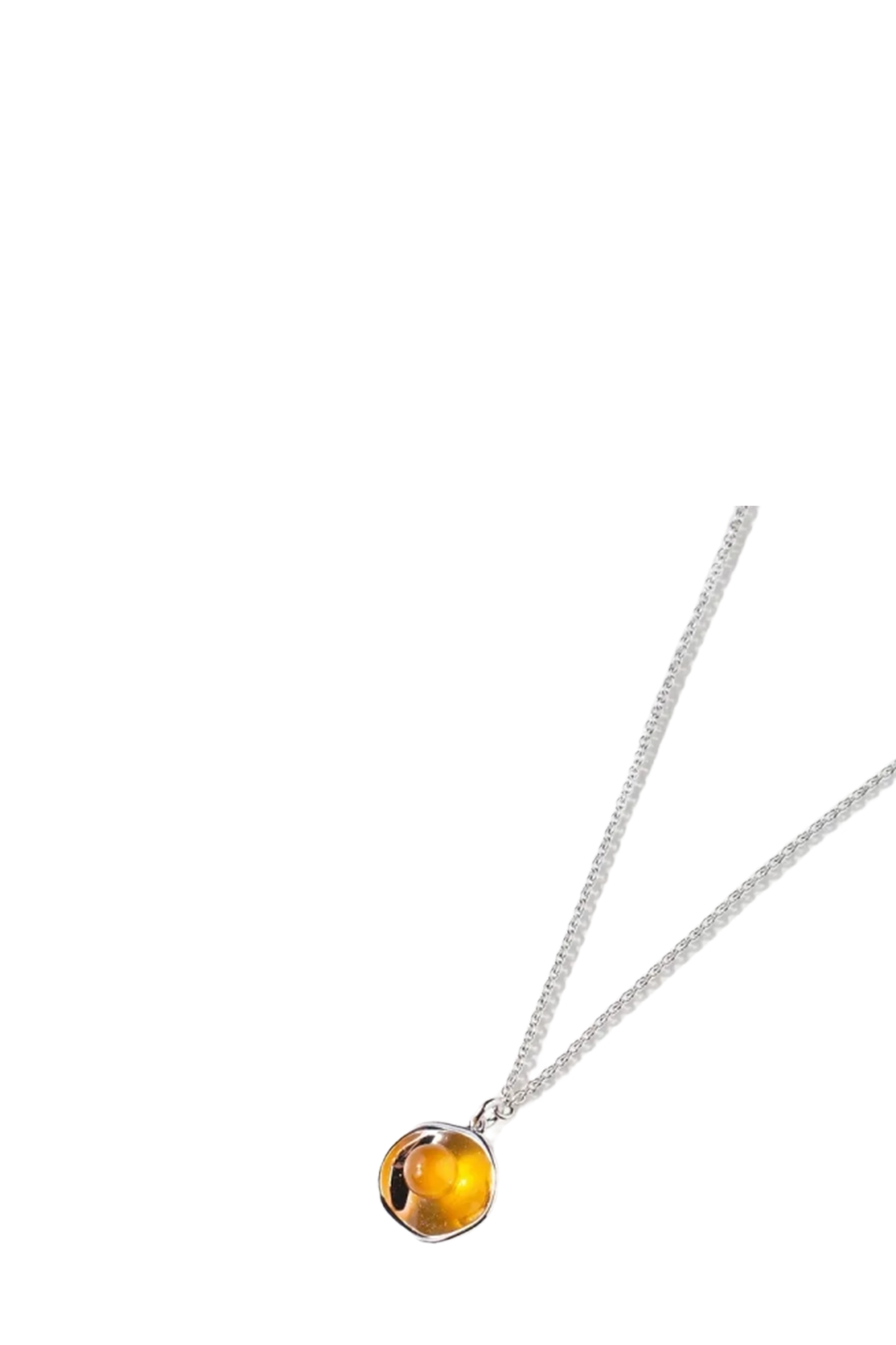 Rhodium A.g Orange Open Bubble Necklace