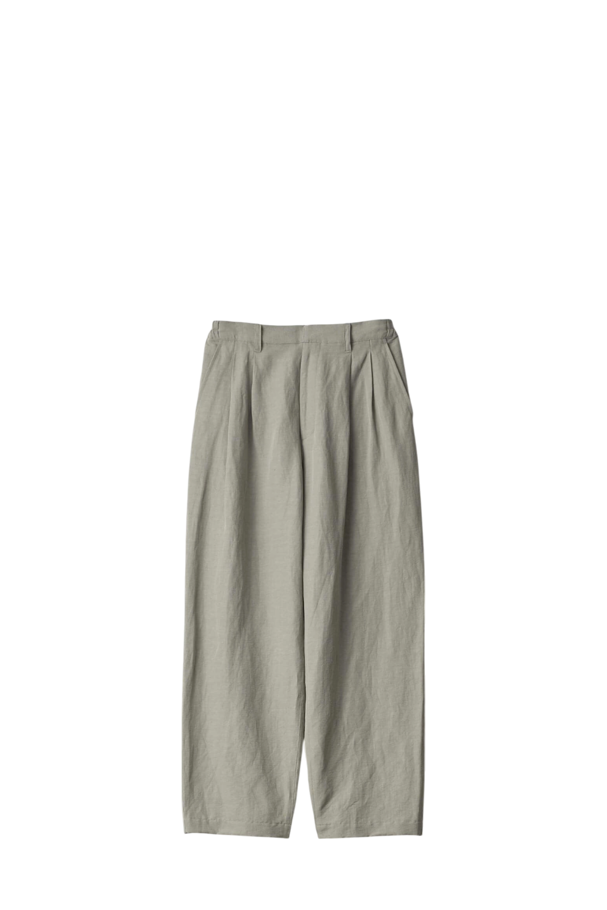 BEIGE GREY LI/NY POPLIN WIDE EASY TROUSERS
