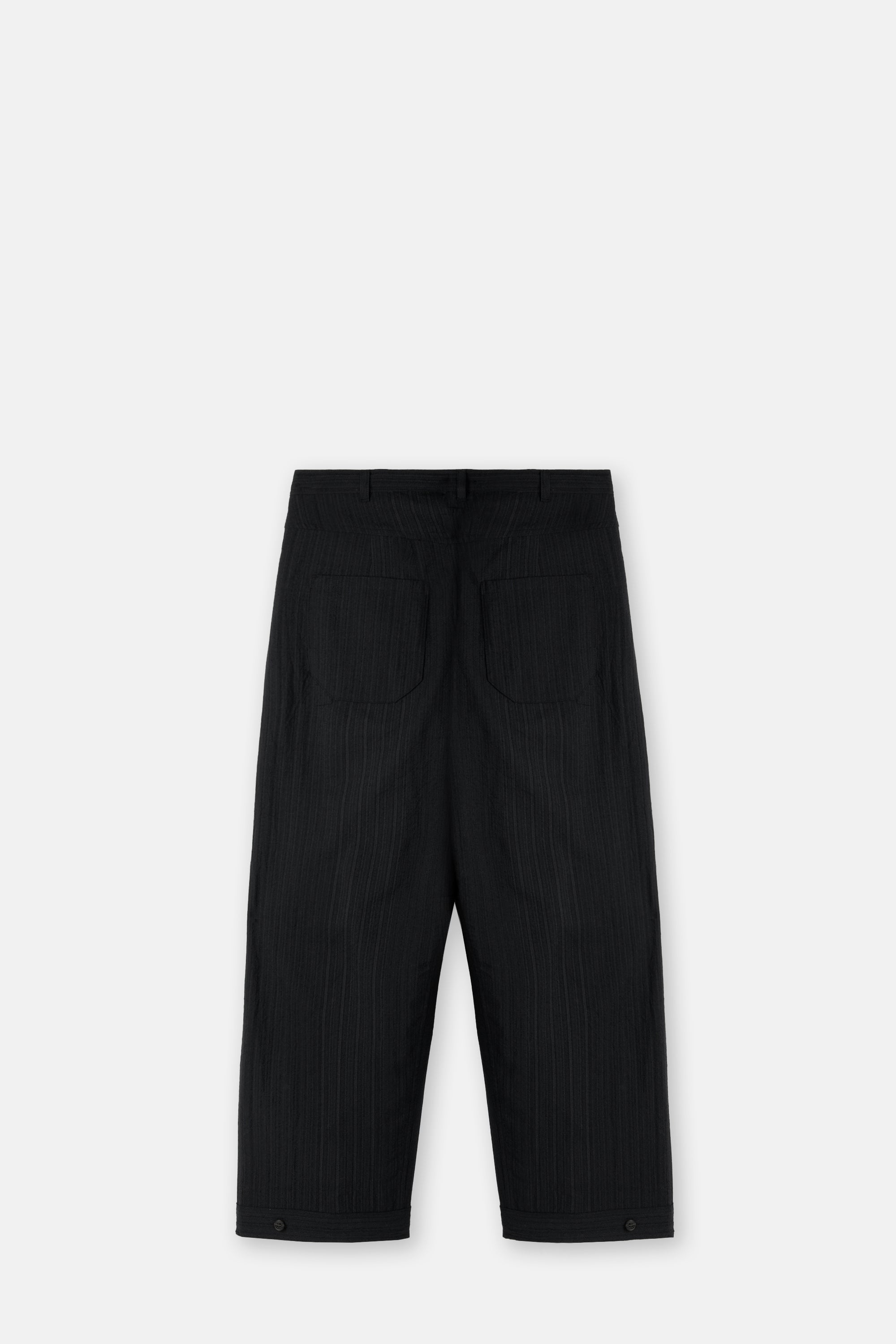 Dark Striped Double Pleated Seersucker Trousers
