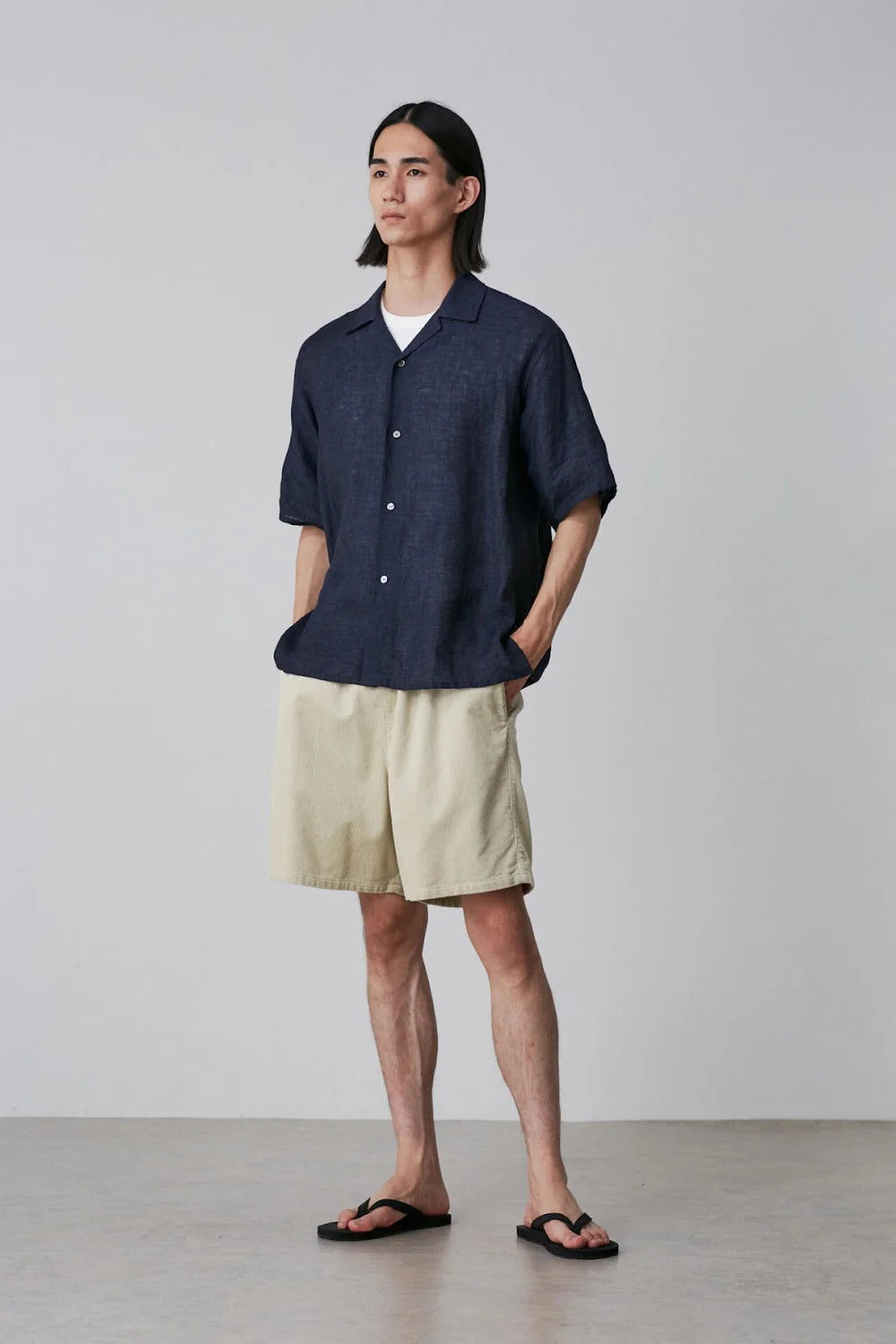Navy Linen Poplin Shirt