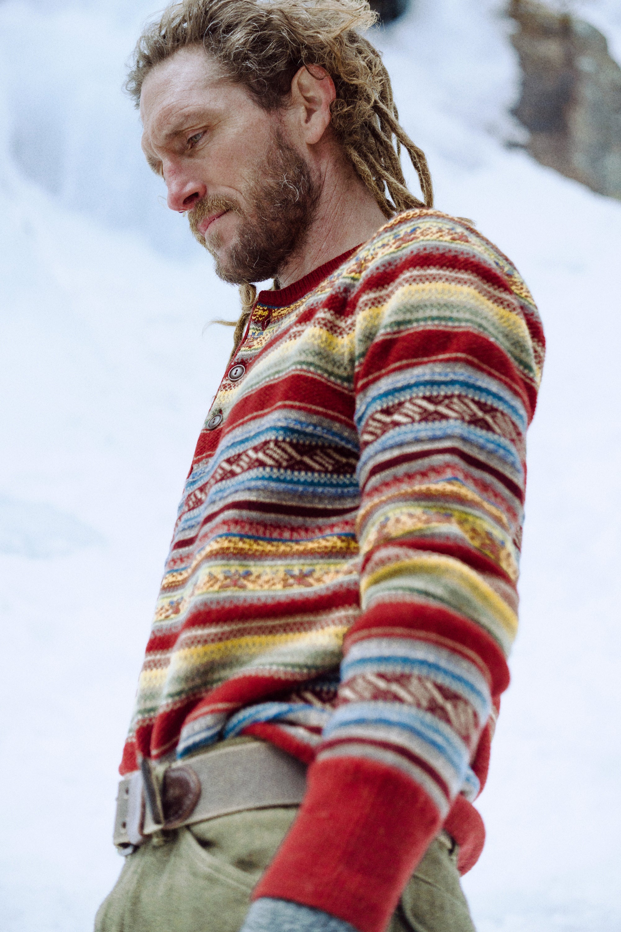 Stripe Henly Long Sleeve Pullover