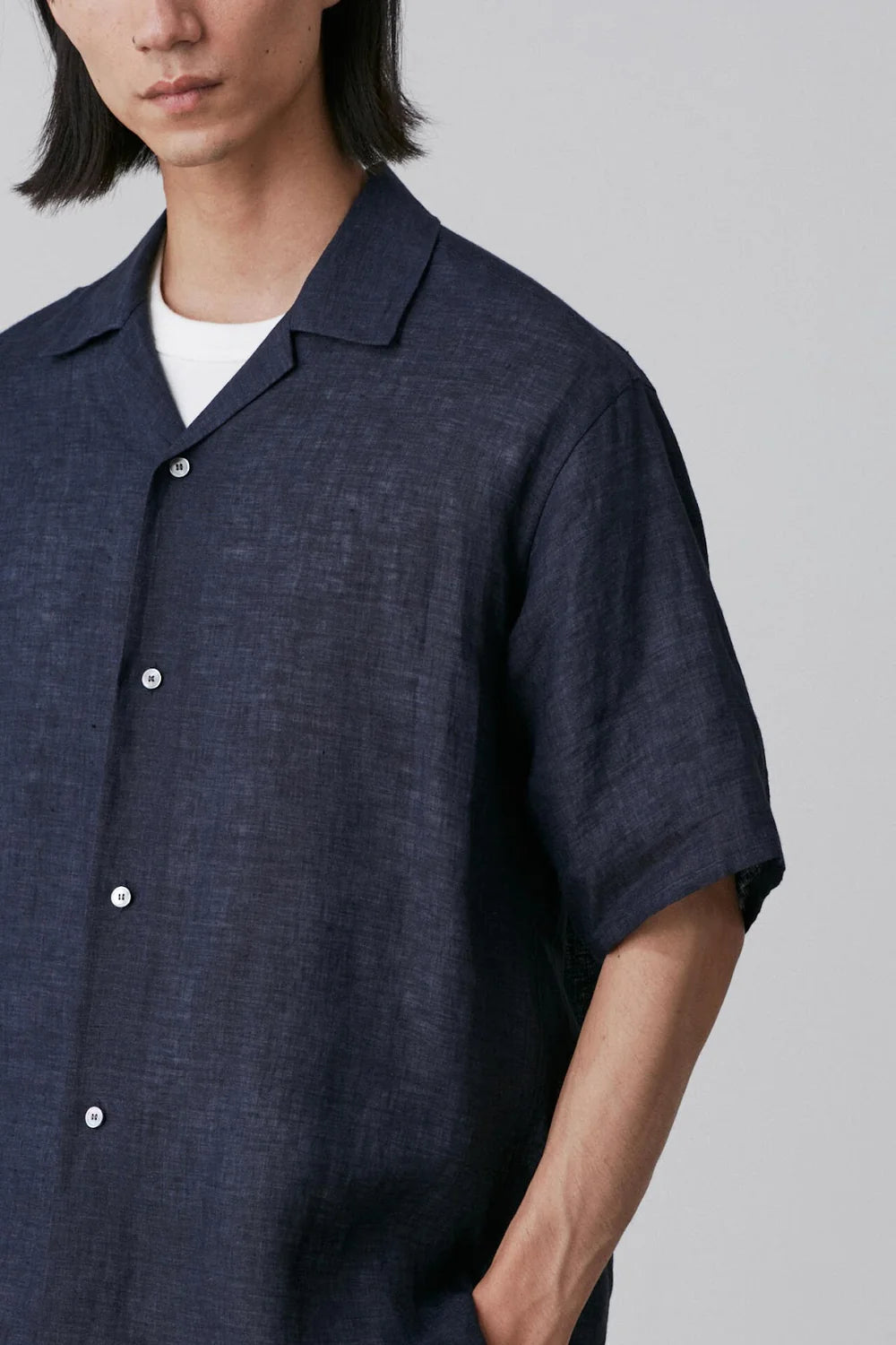 Navy Linen Poplin Shirt