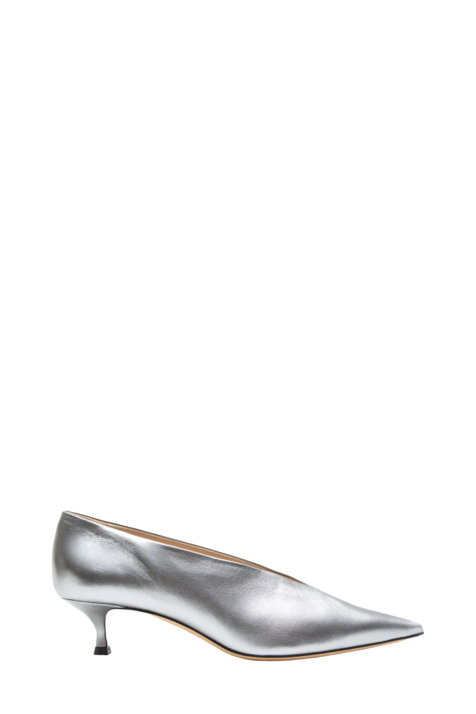 Silver Babouche Kitten Heel