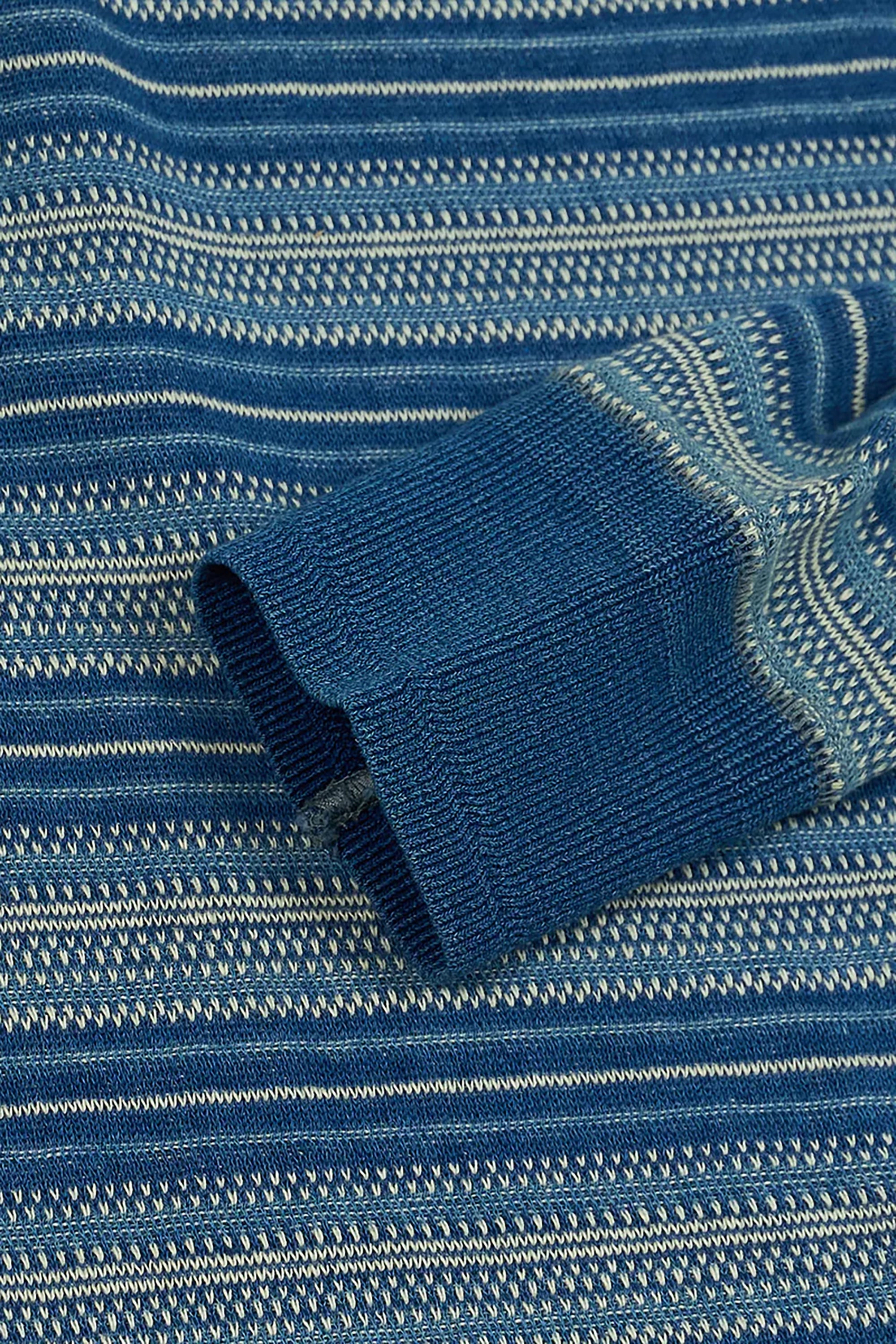 Indigo Striped Jacquard Henley Shirt