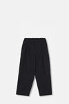 BLACK LI/NY POPLIN WIDE EASY TROUSERS
