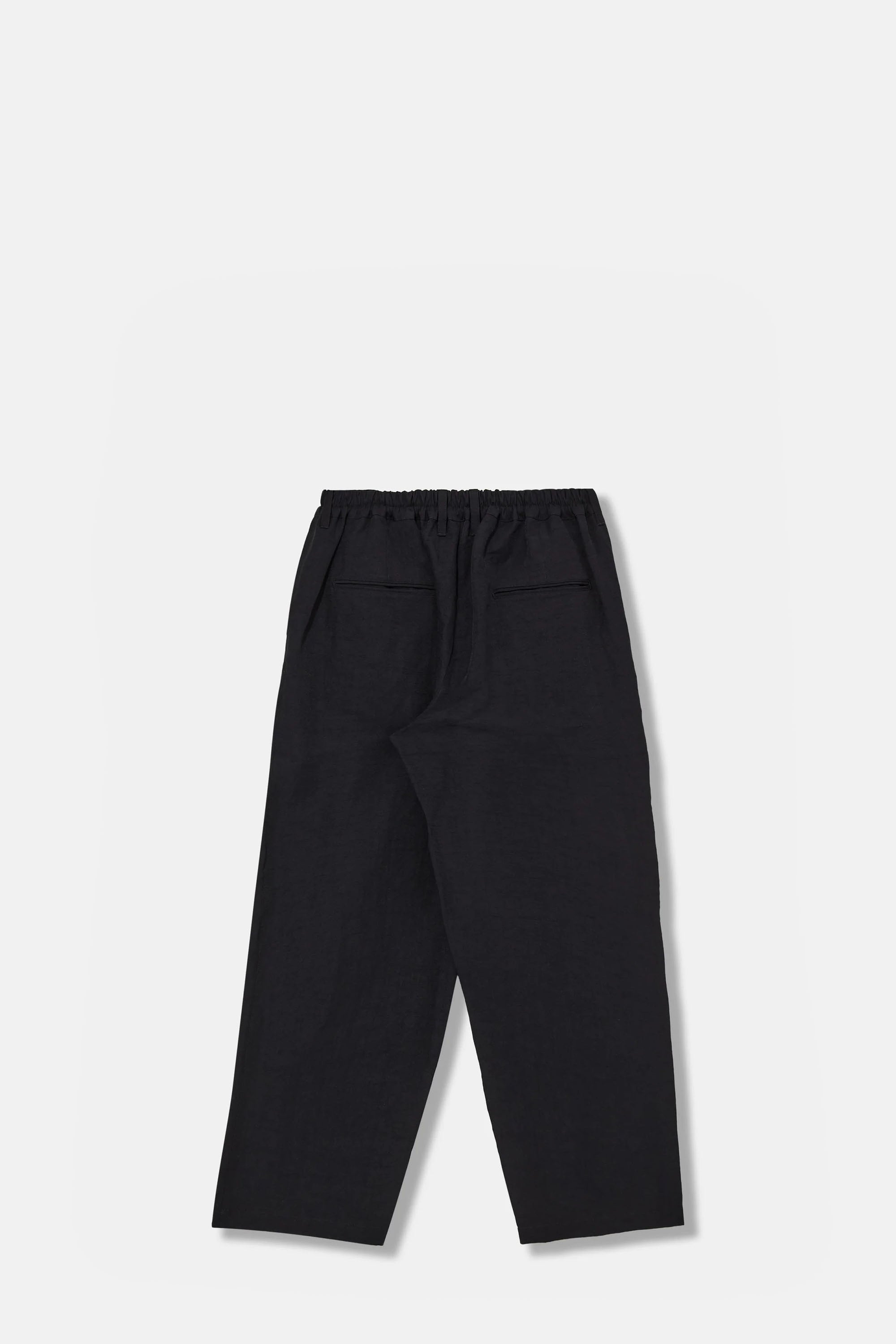 BLACK LI/NY POPLIN WIDE EASY TROUSERS