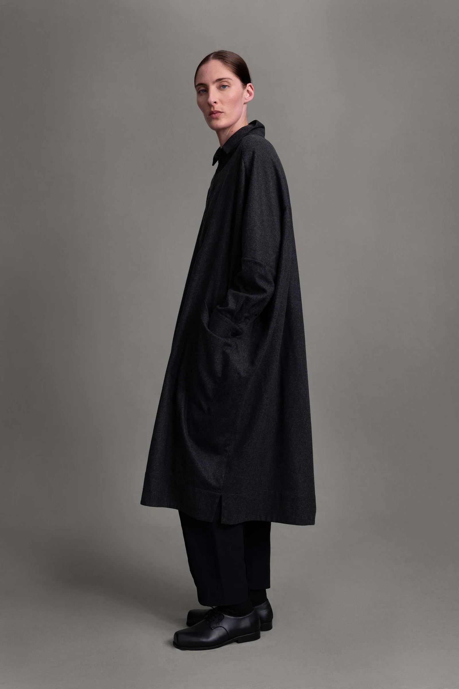 Charcoal Wool Cashmere Framer Dress