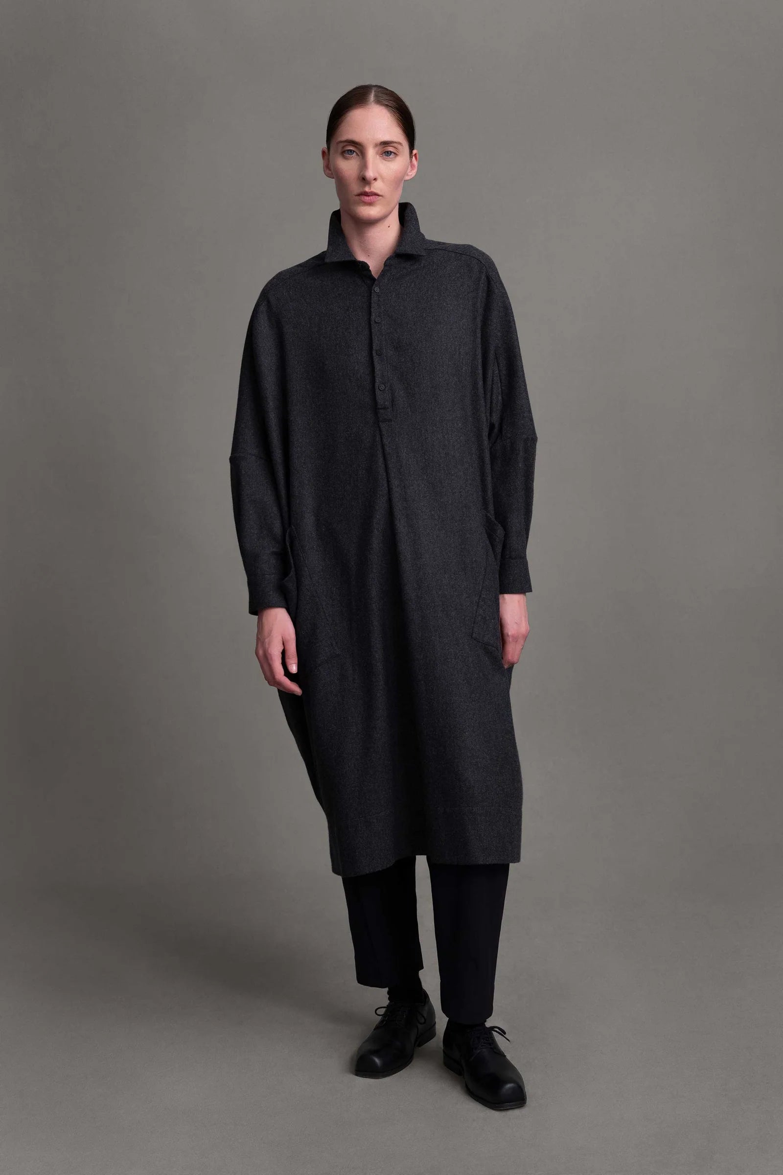 Charcoal Wool Cashmere Framer Dress