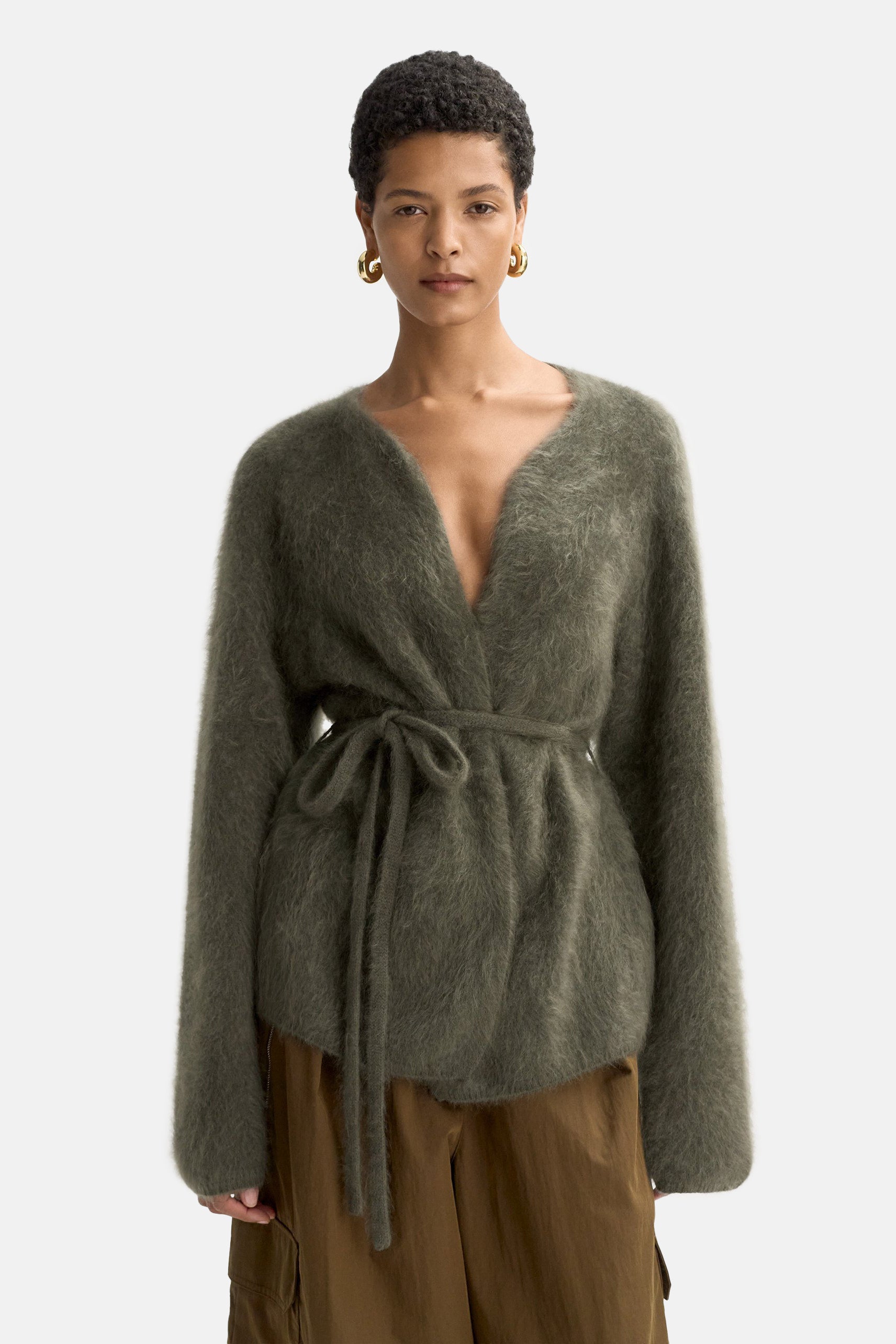 Olive Brushed Cardigan