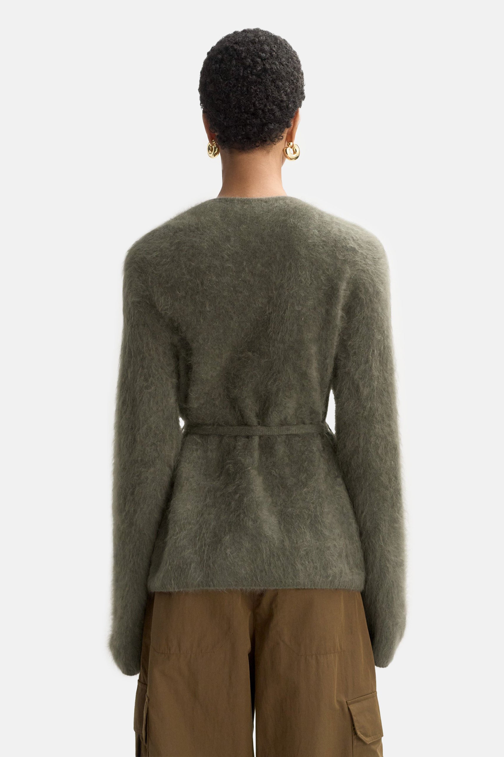 Olive Brushed Cardigan