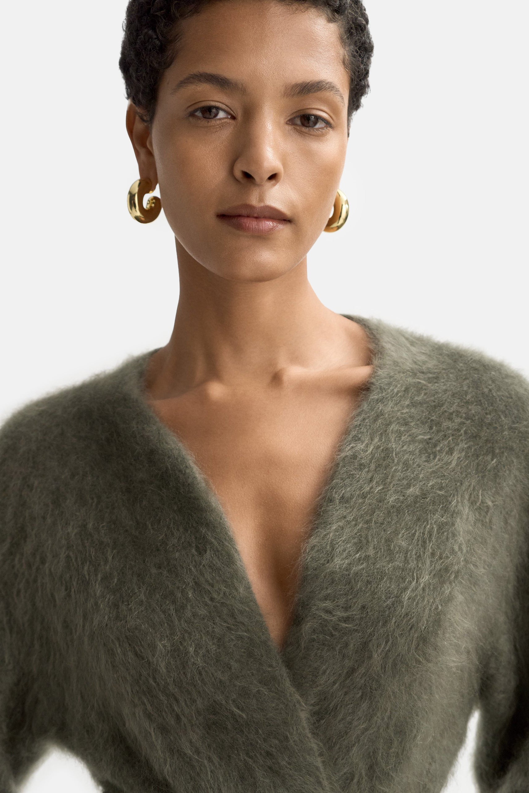 Olive Brushed Cardigan