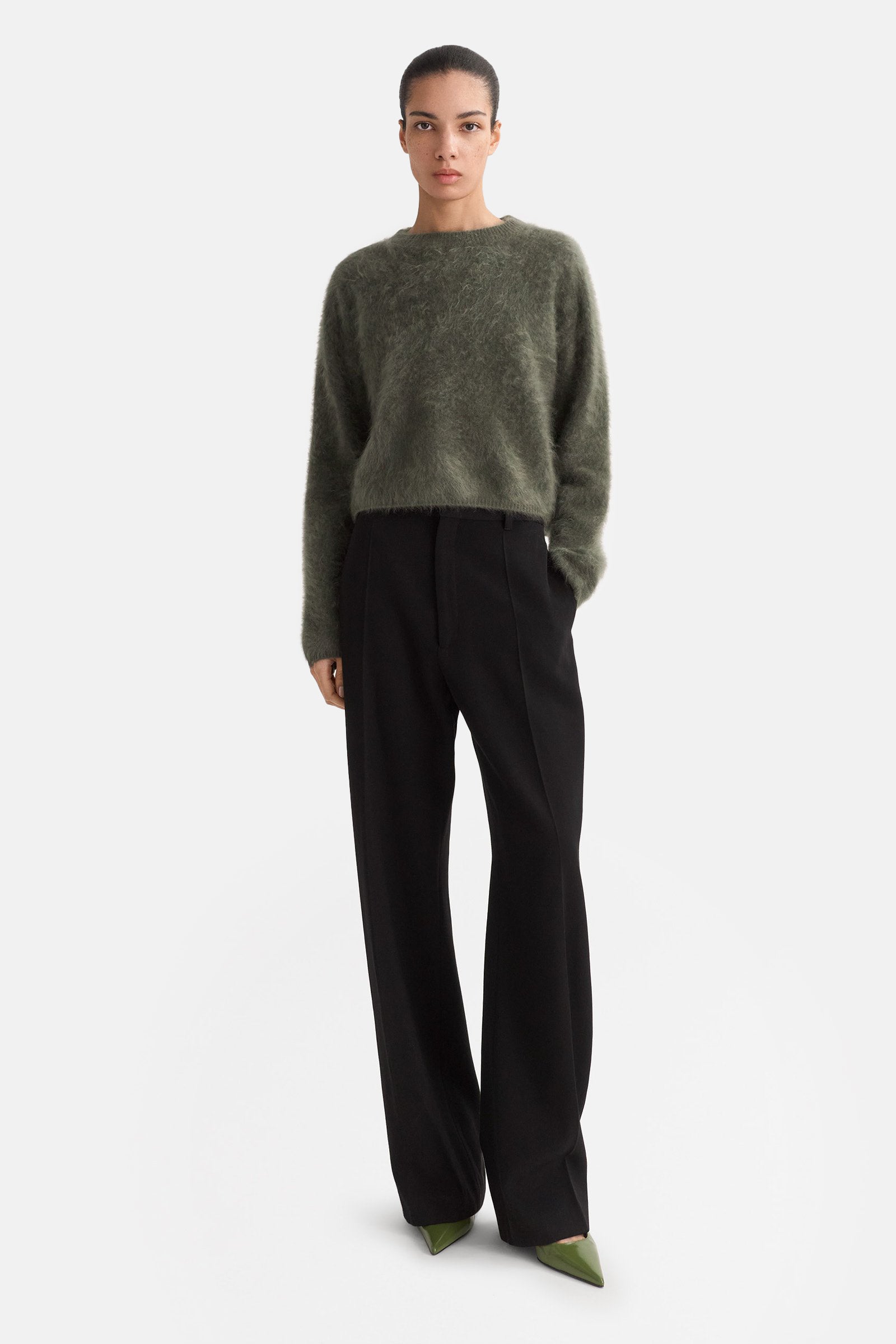 Olive Brushed Crewneck