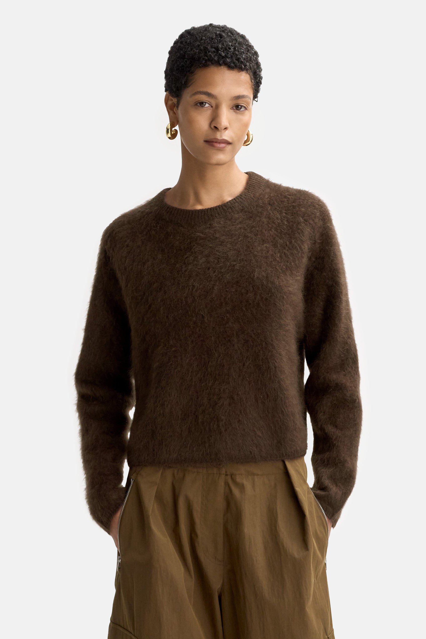 Mocha Brushed Crewneck