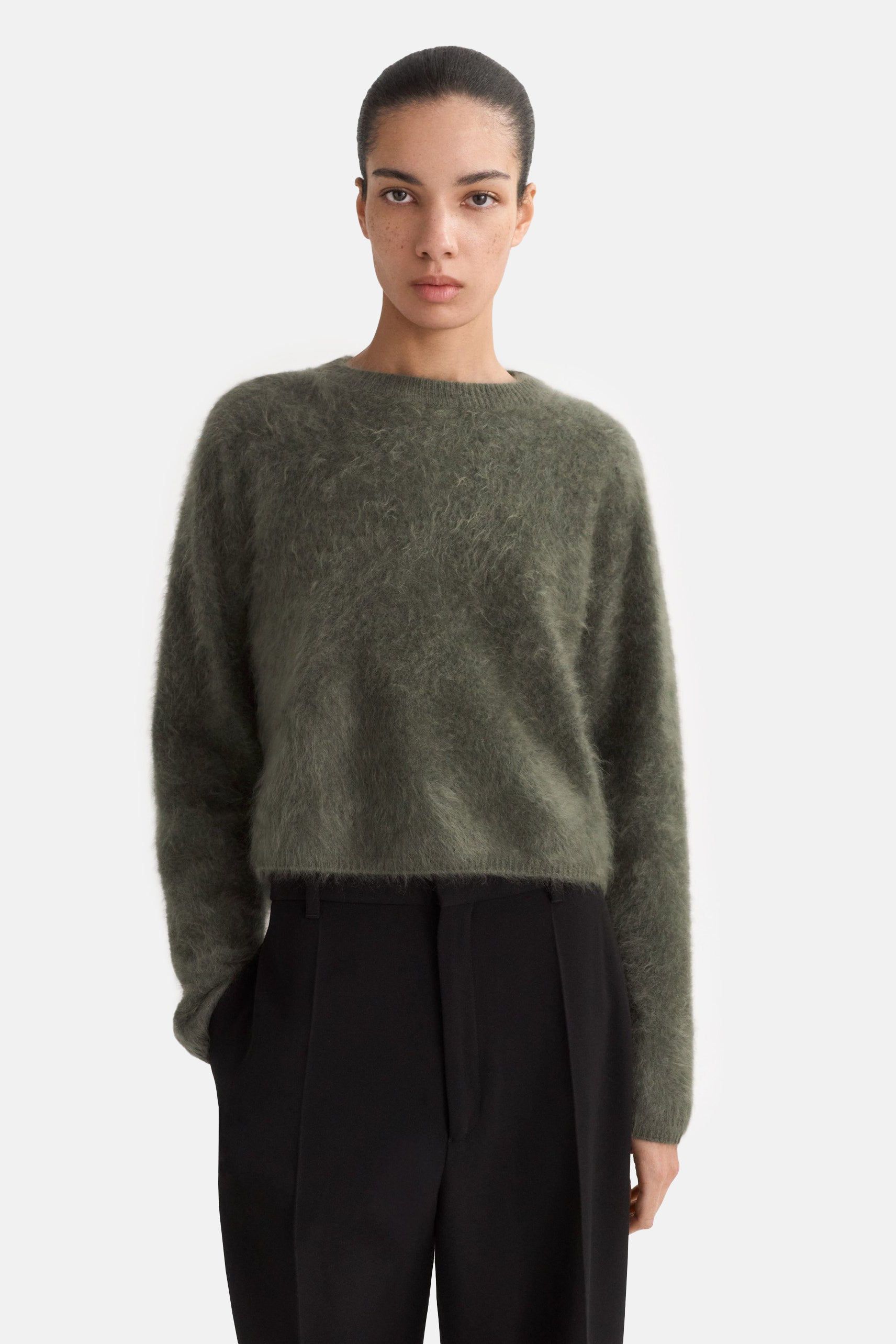 Olive Brushed Crewneck