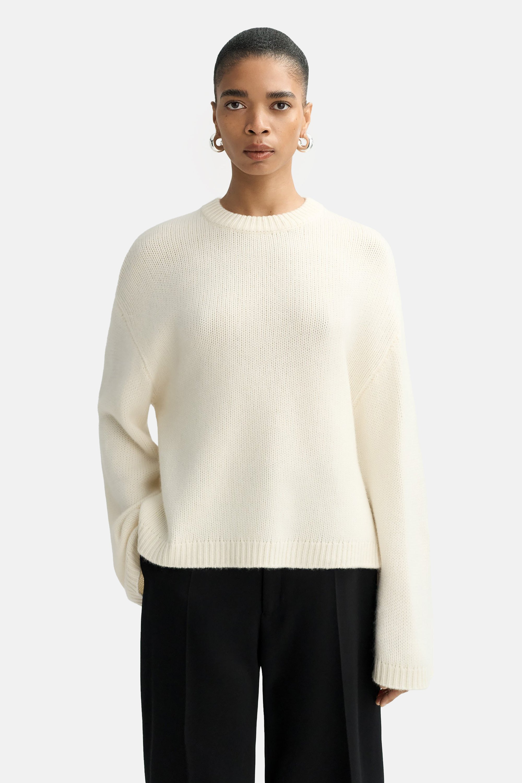 Feather White Chunky Crewneck