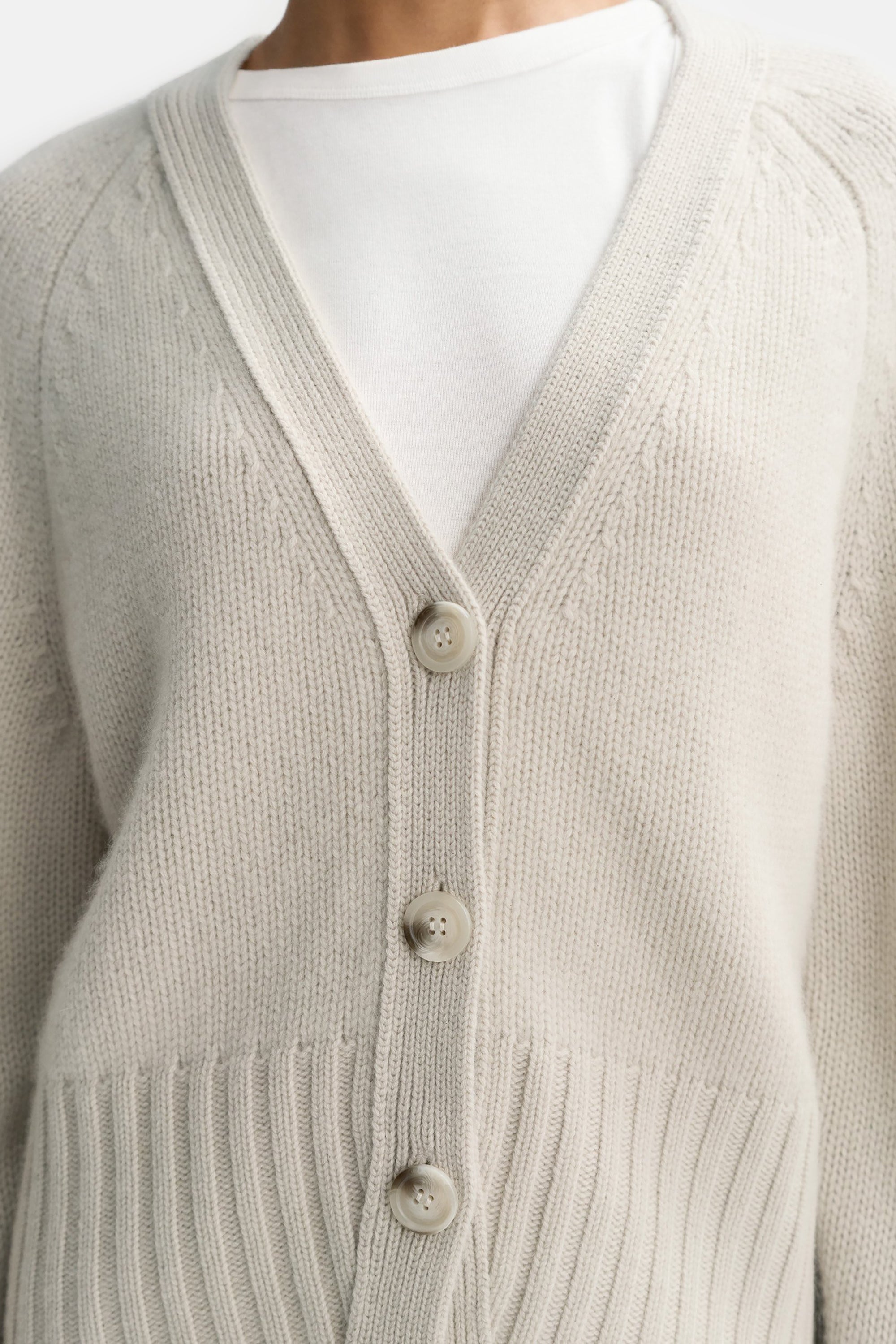 Chalk V Neck Cardigan