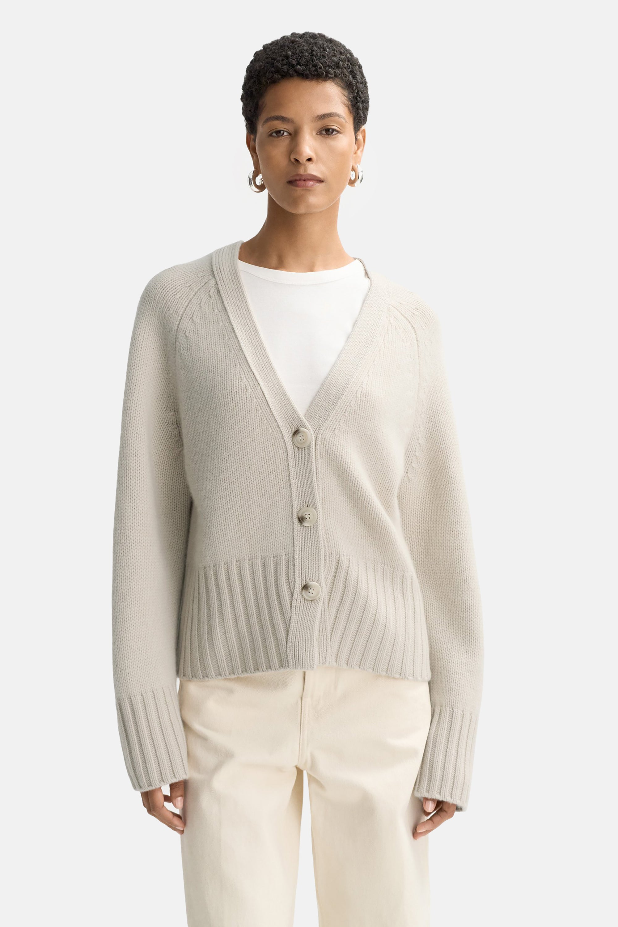 Chalk V Neck Cardigan