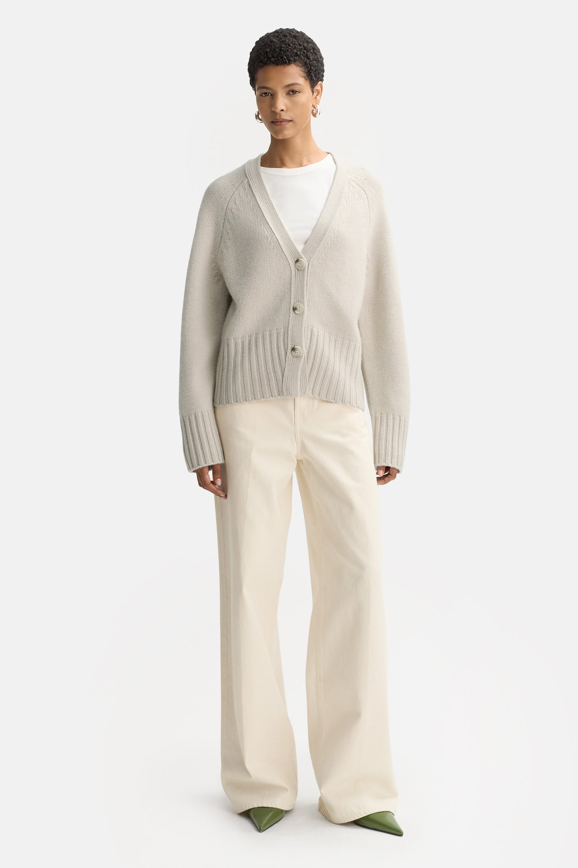 Chalk V Neck Cardigan