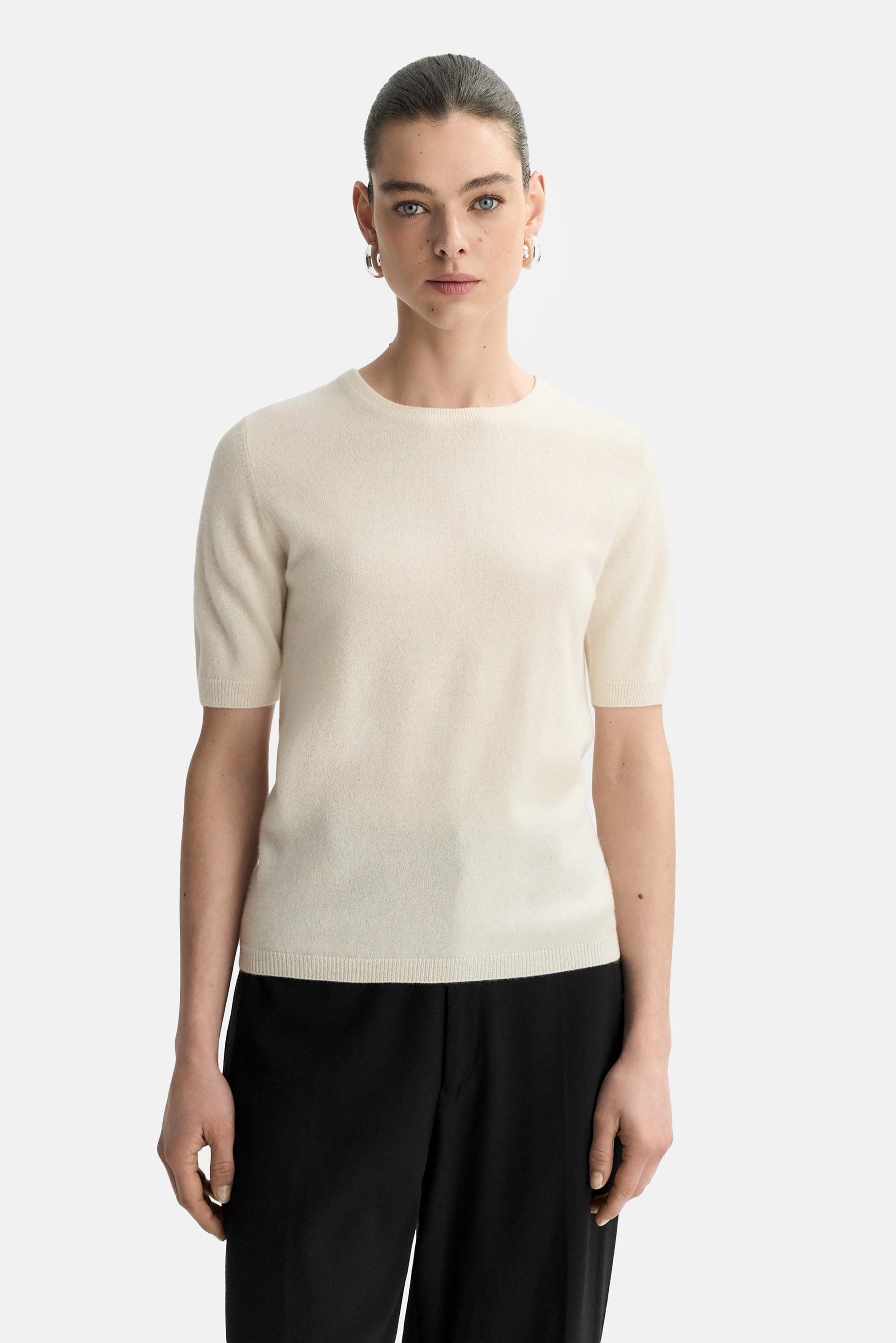 Feather White Short Sleeve Crewneck