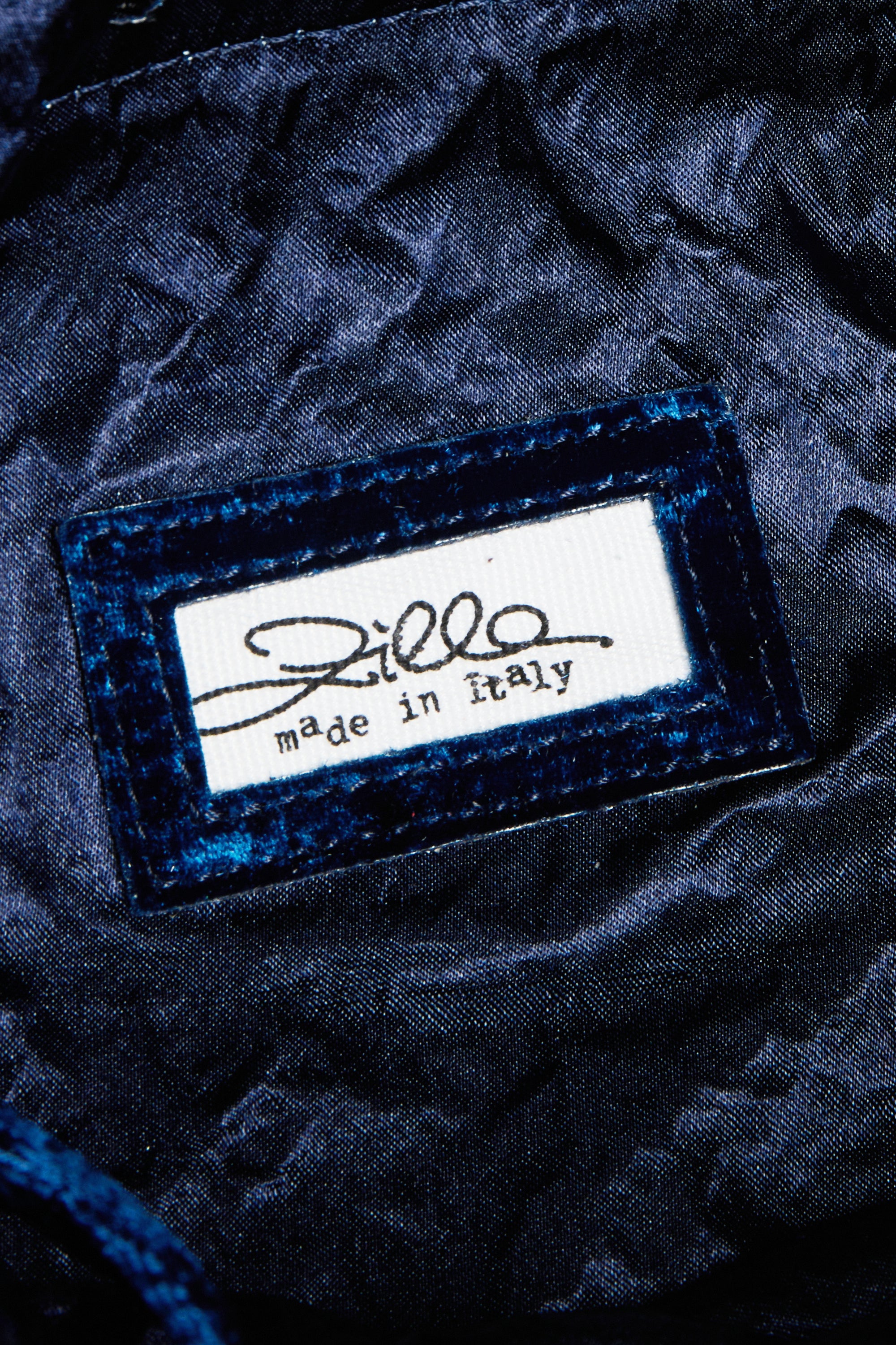 Dark Blue Velvet Flap Bag