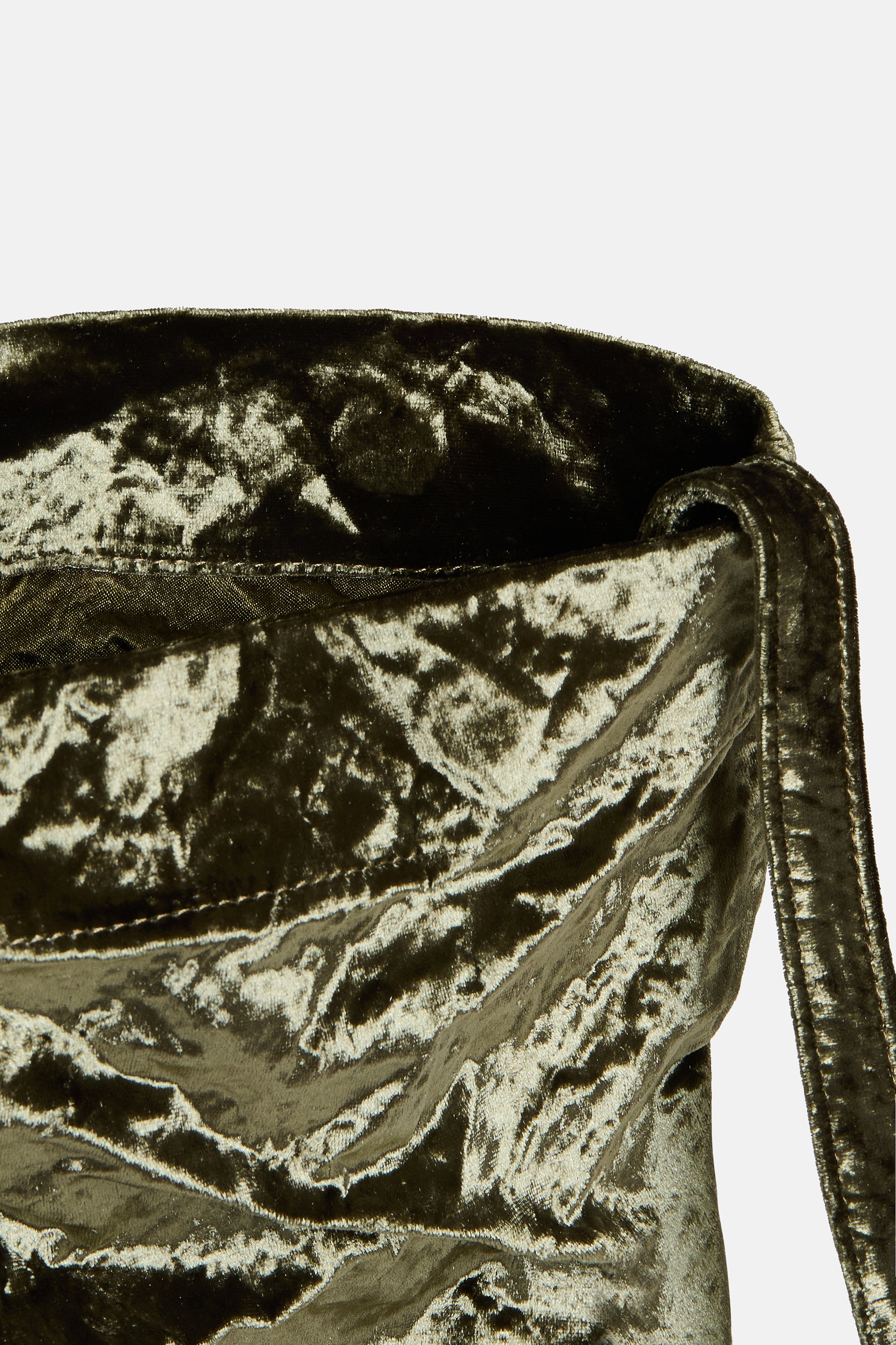 Khaki Velvet Flap Bag