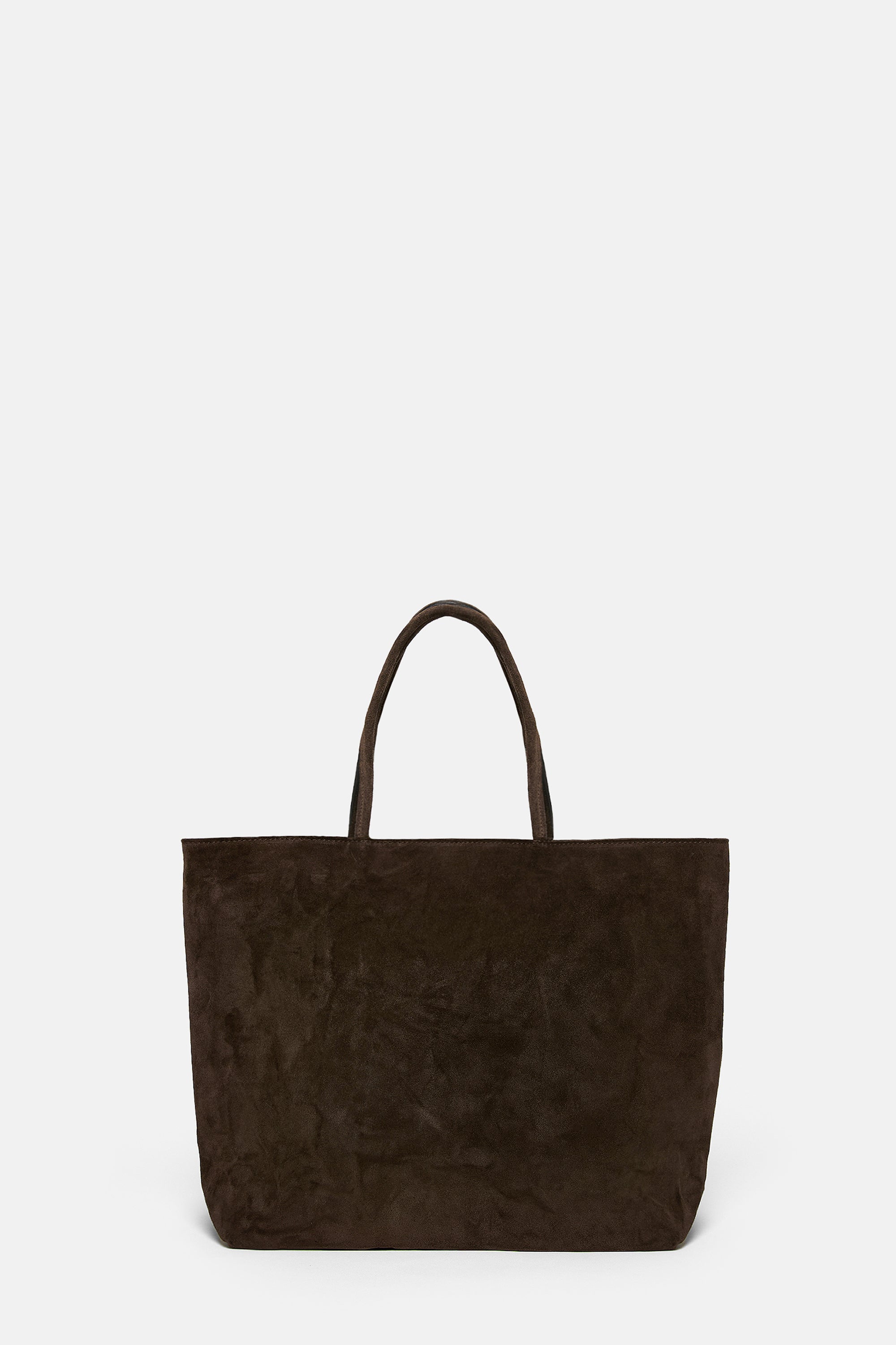 Dark Brown Suede Leather Medium City Shopper