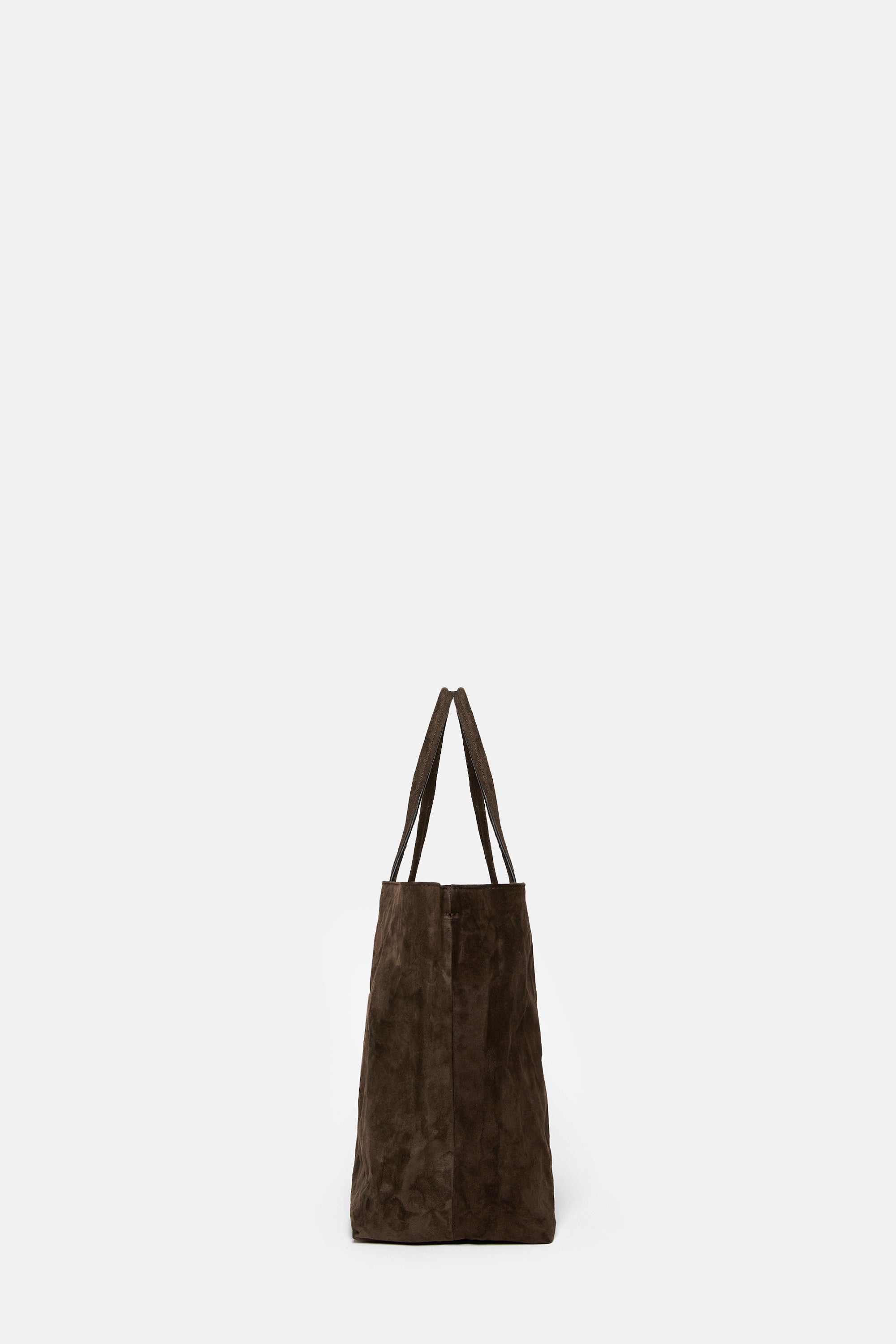 Dark Brown Suede Leather Medium City Shopper
