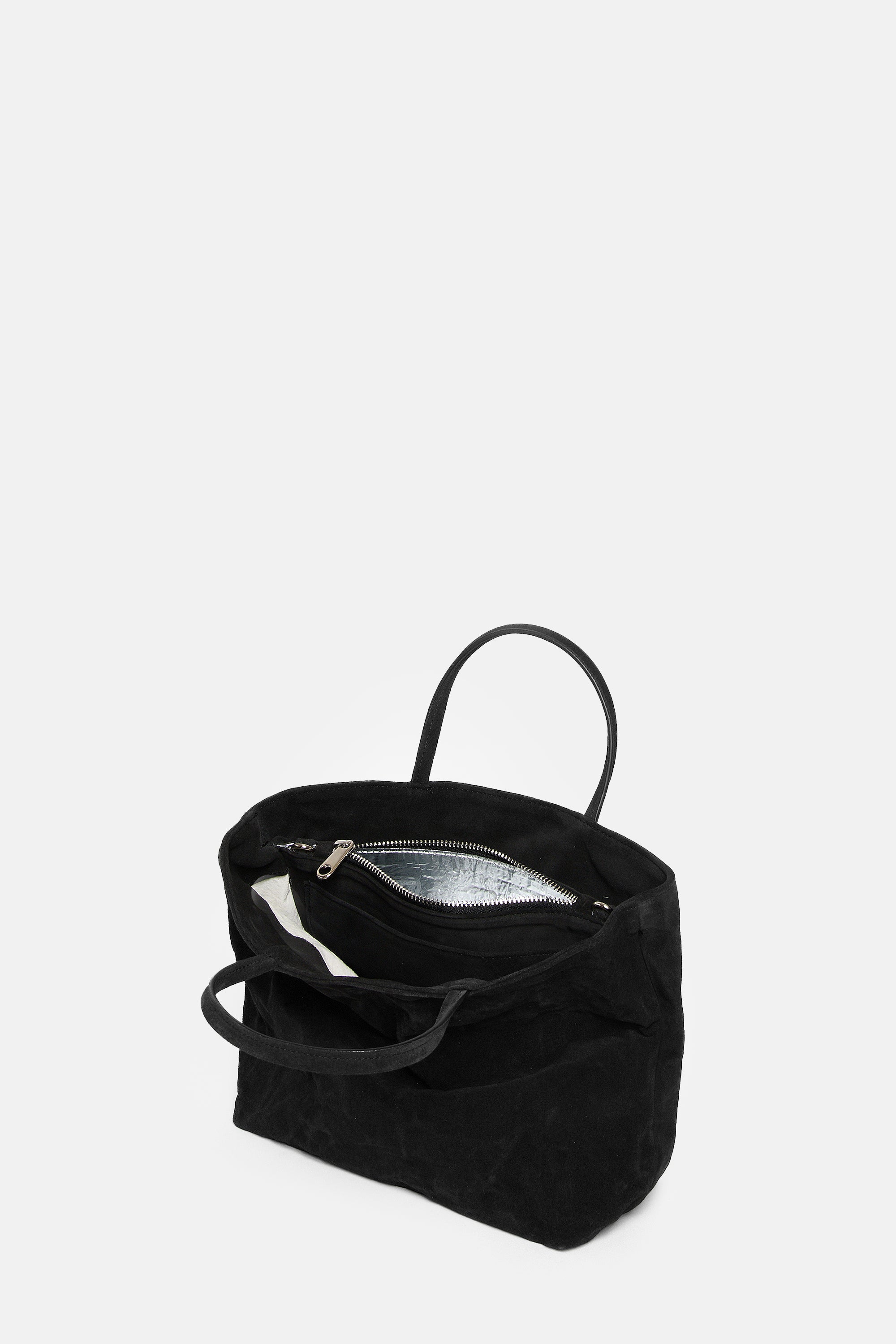 Black Suede Leather Mini City Shopper