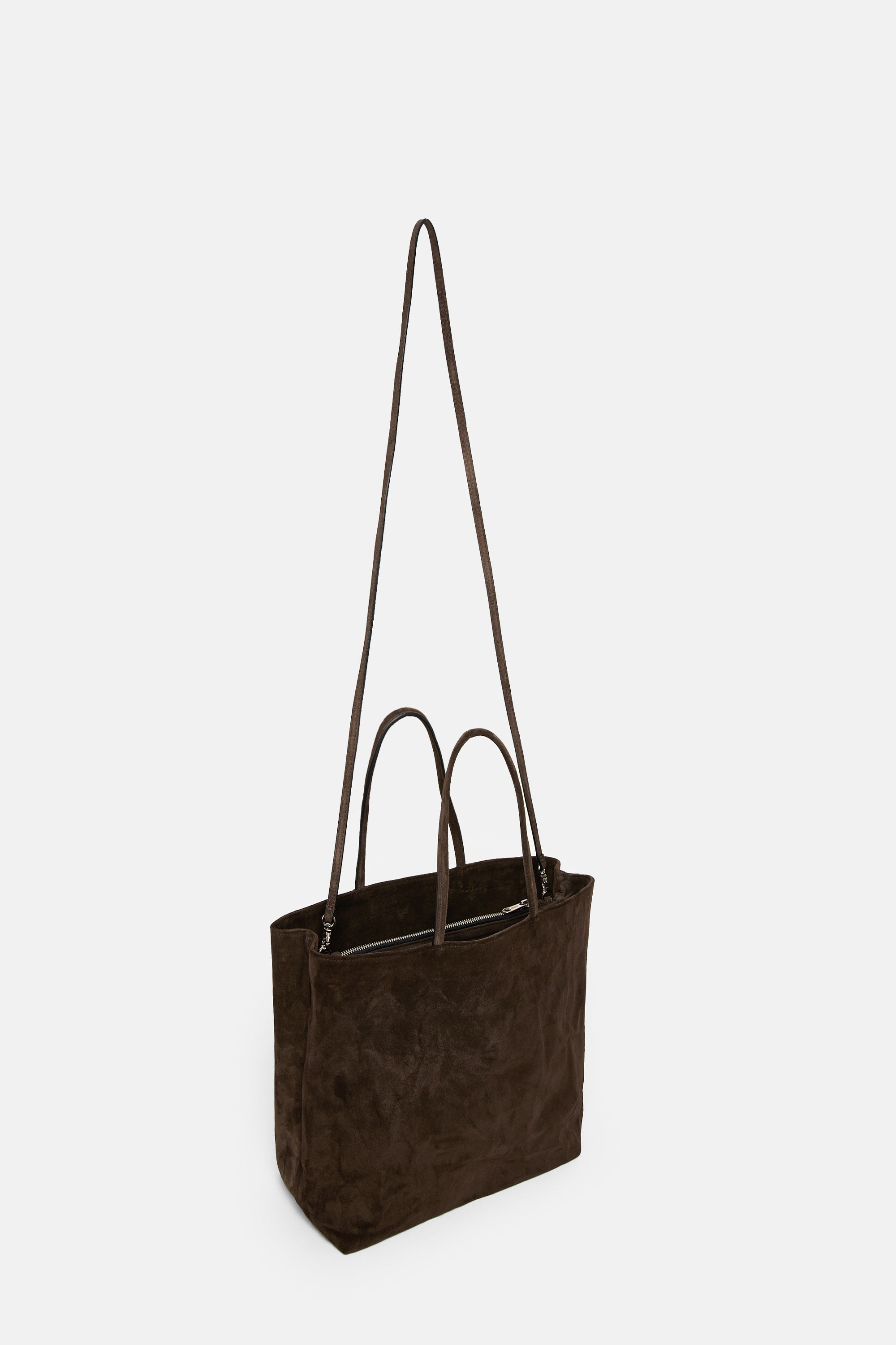 Dark Brown Suede Leather Mini City Shopper