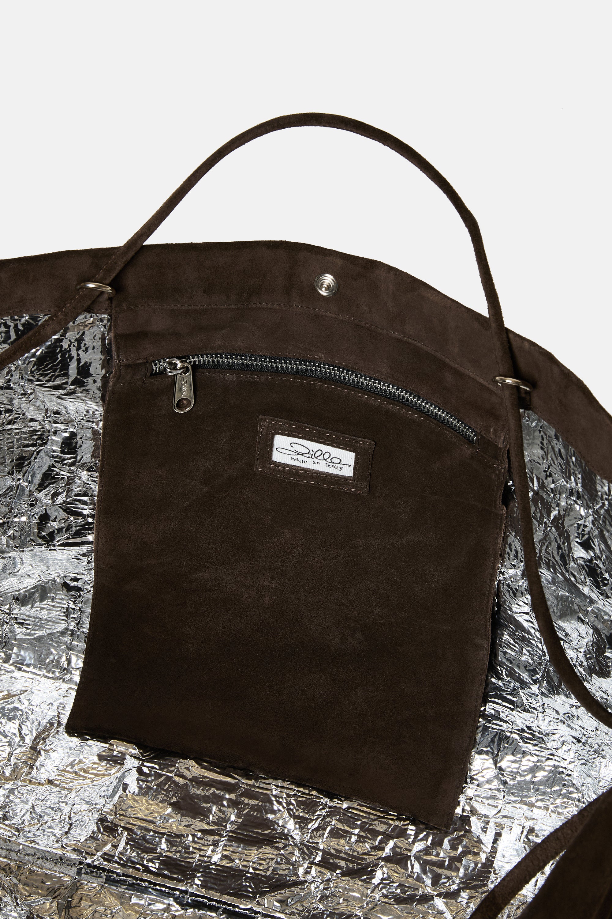 Dark Brown Suede Leather Maxi Basket