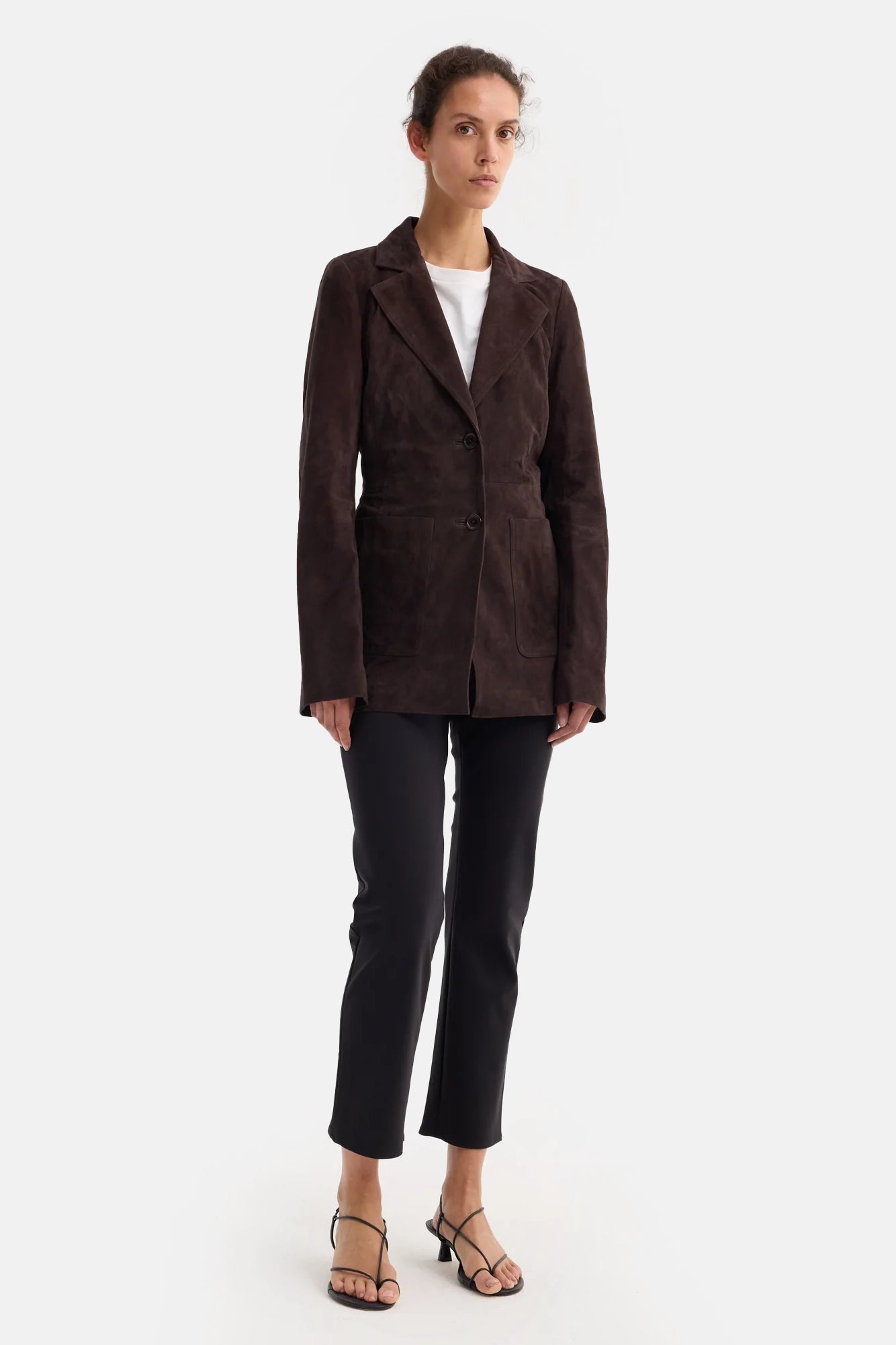 Dark Chocolate Suede Cinched Blazer