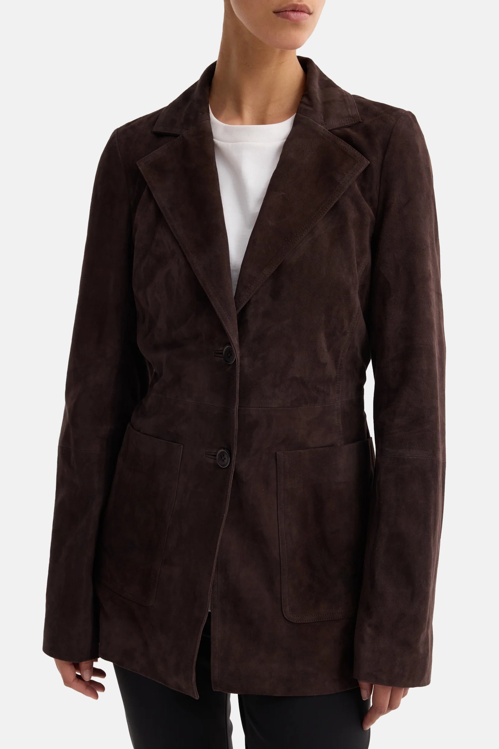 Dark Chocolate Suede Cinched Blazer