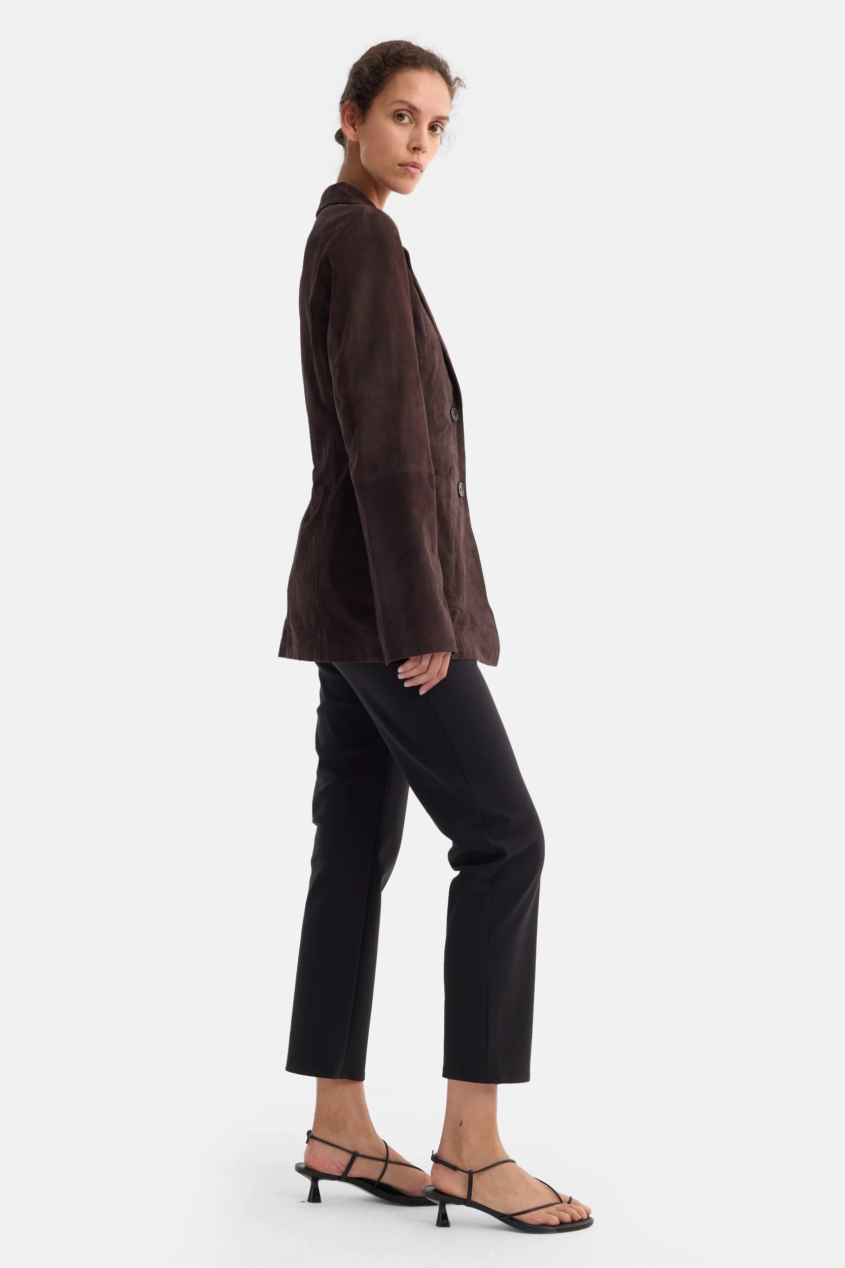 Dark Chocolate Suede Cinched Blazer
