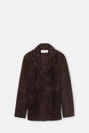 Dark Chocolate Suede Cinched Blazer