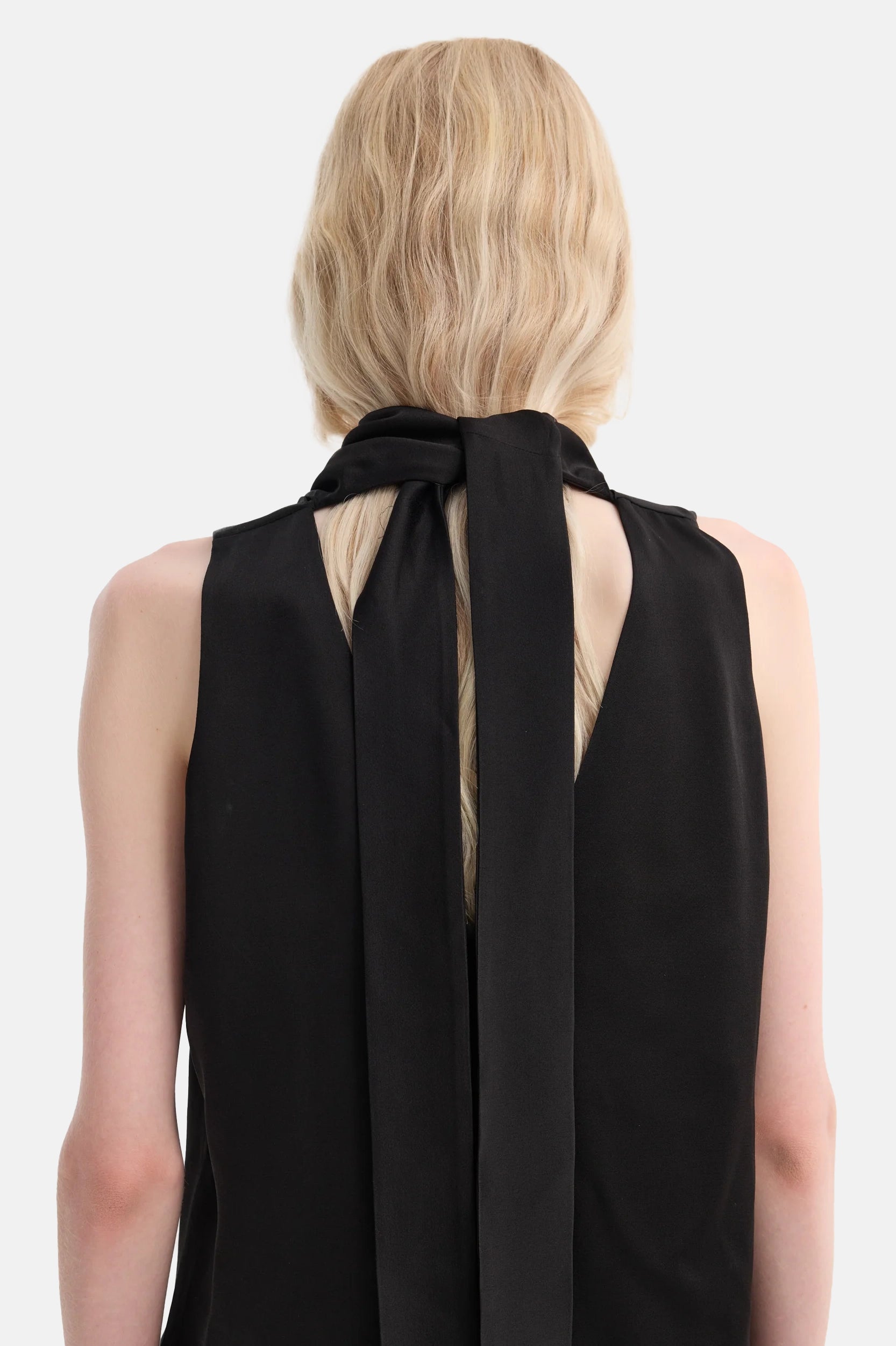Sleeveless Drapped Satin Top