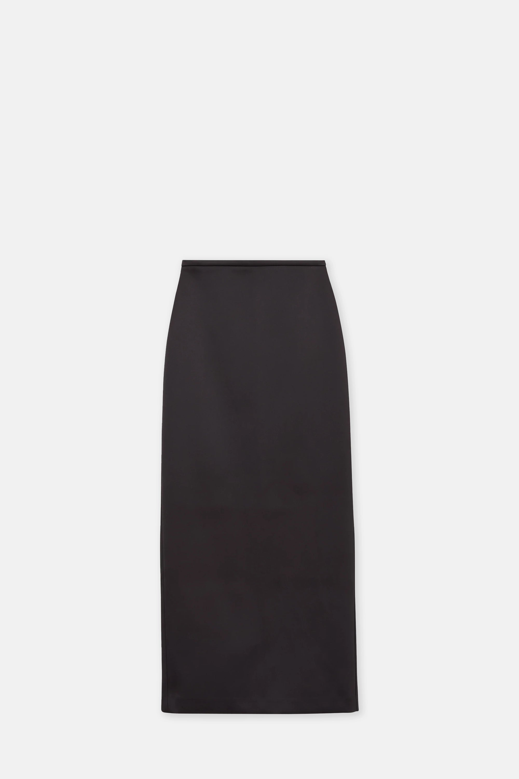 Black Satin Column Skirt