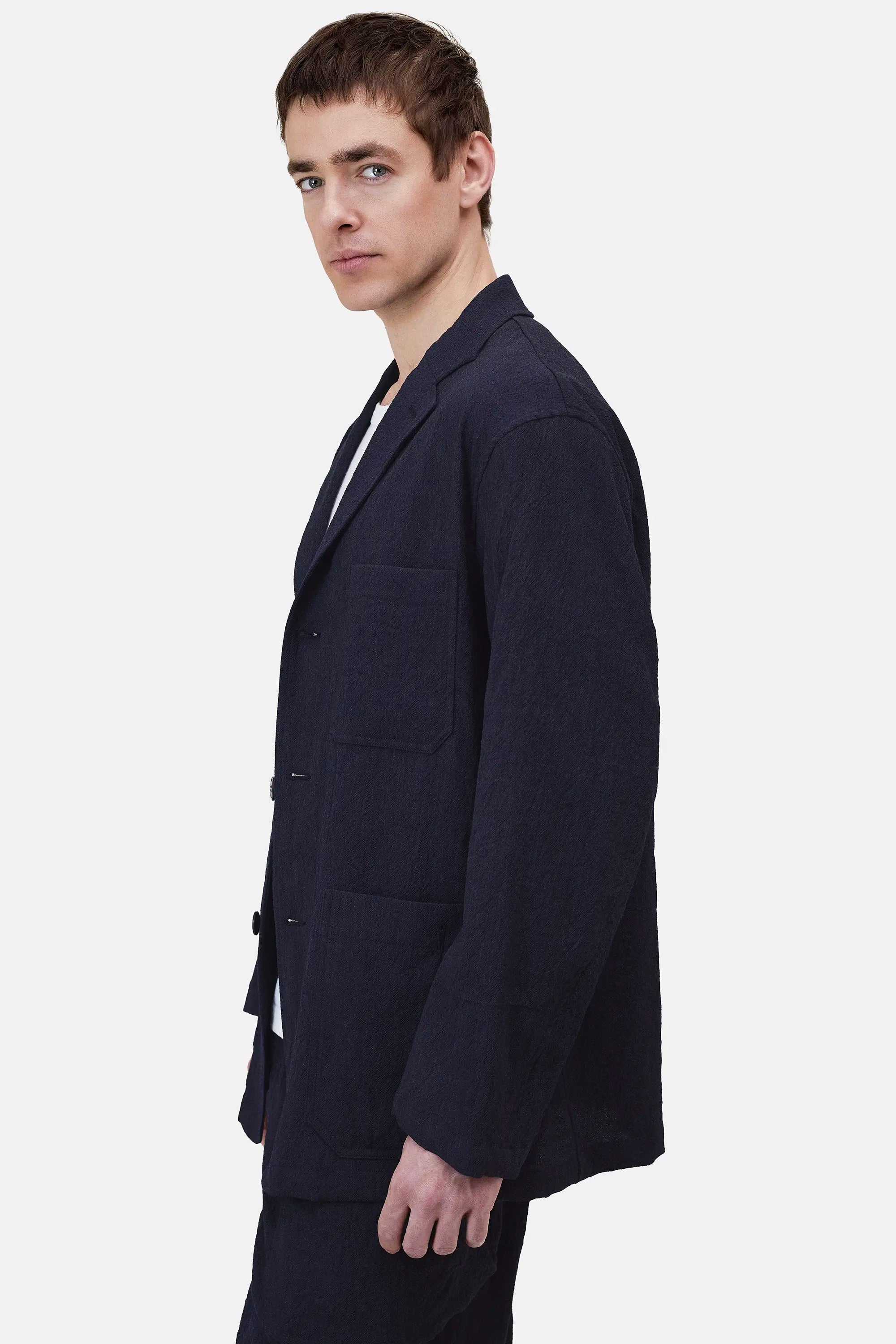 Wool Yarn-Dyed Coverall Jacket