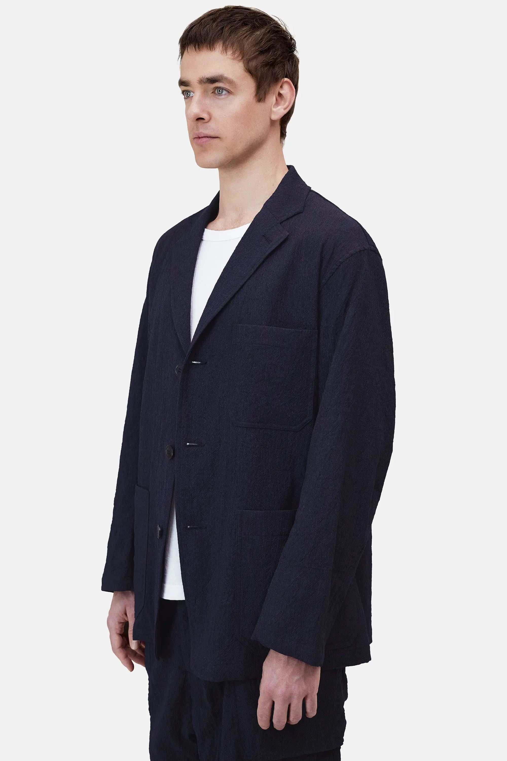 Wool Yarn-Dyed Coverall Jacket