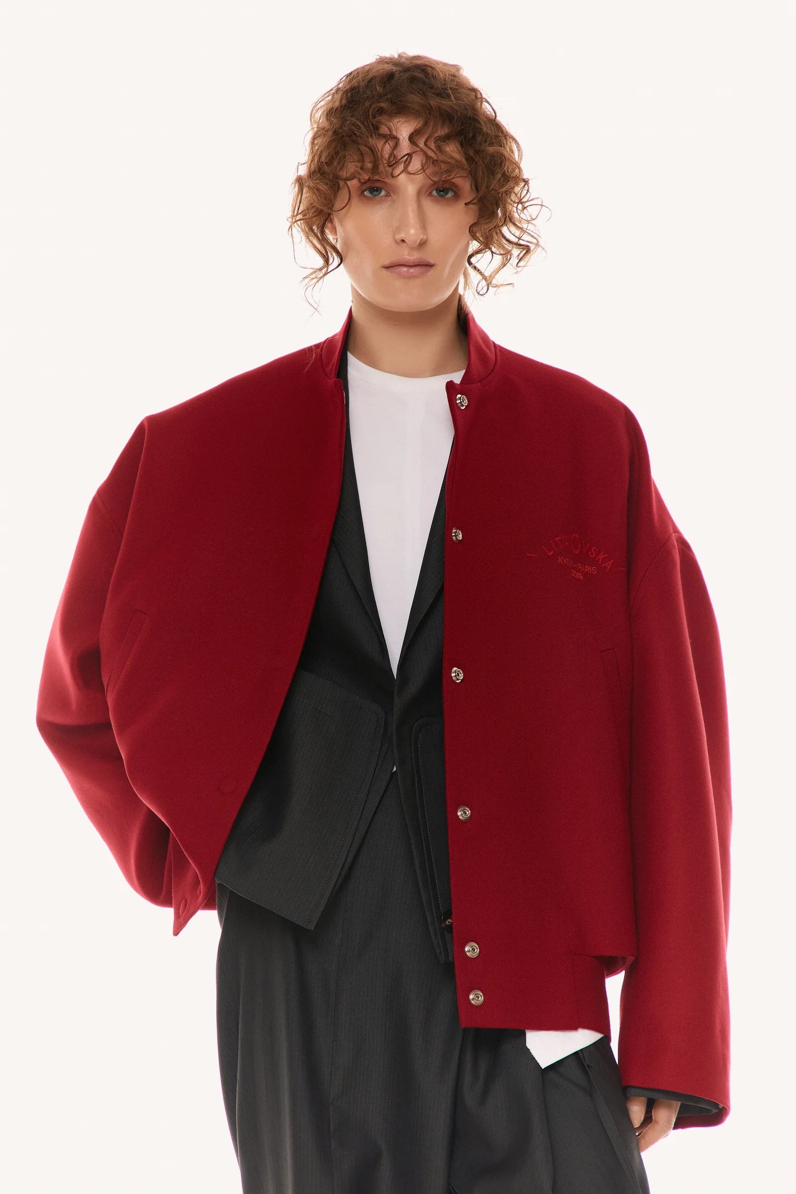 Dilligaf Red Wool Bomber