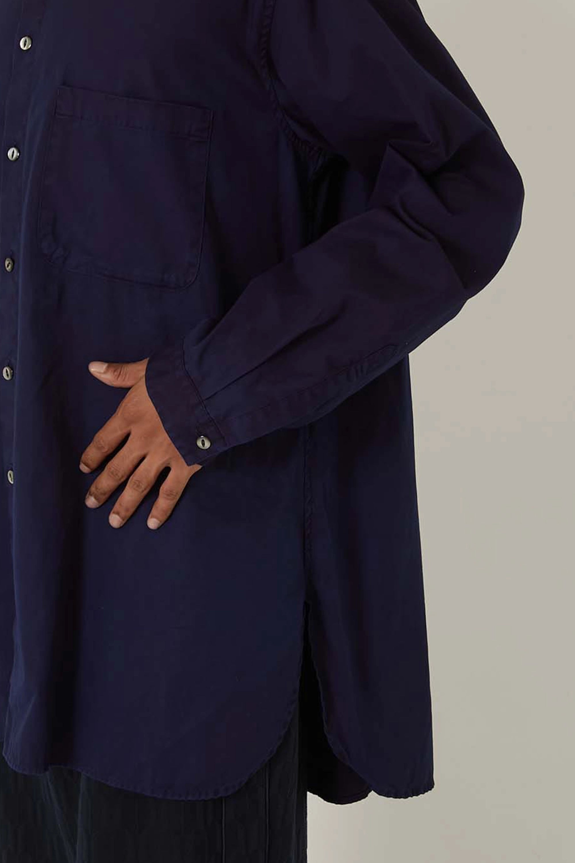 Hand Dyed Stand Up Collar Long Shirt 