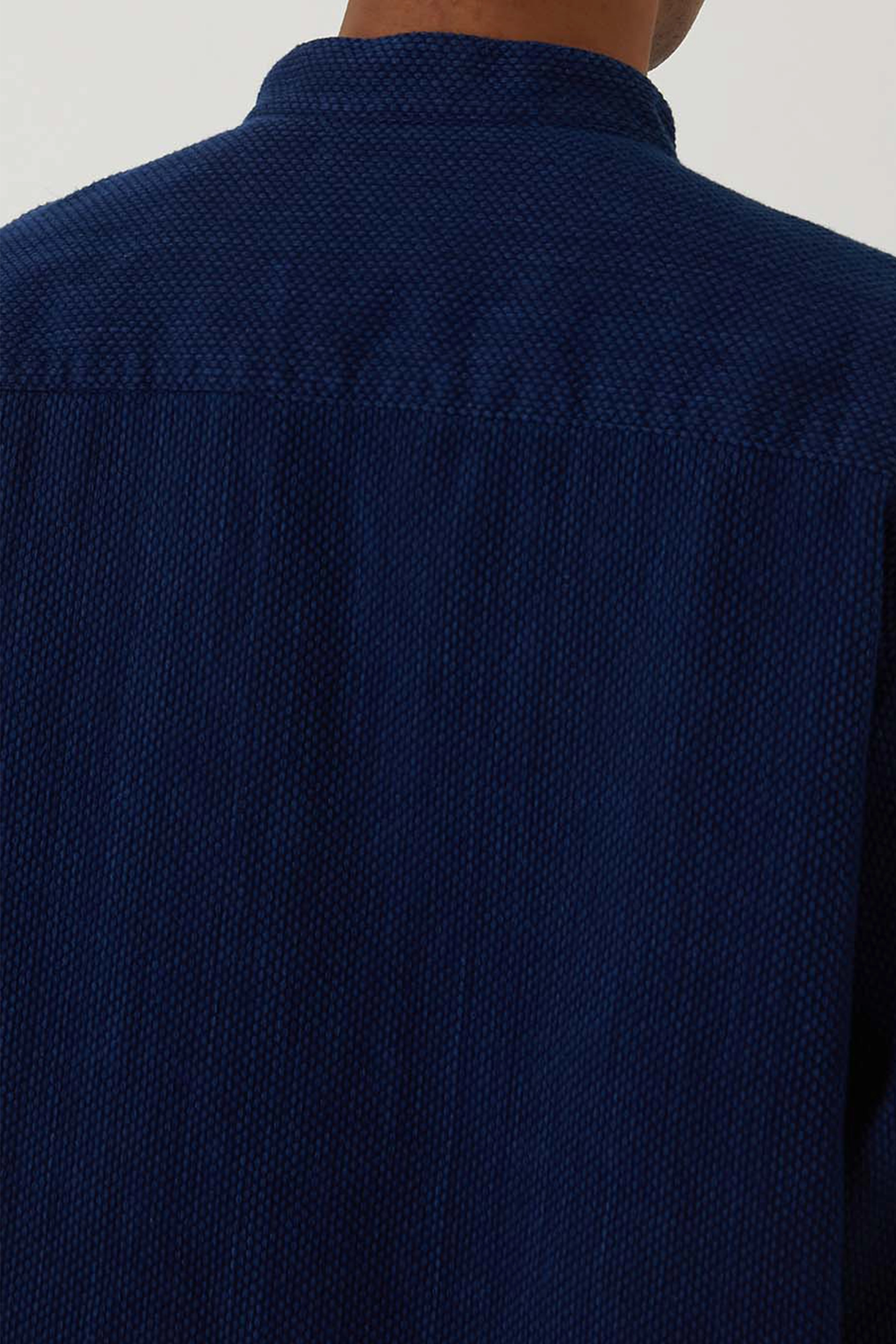 Kasezome Sashiko Stand Up Collar Ls Shirt 