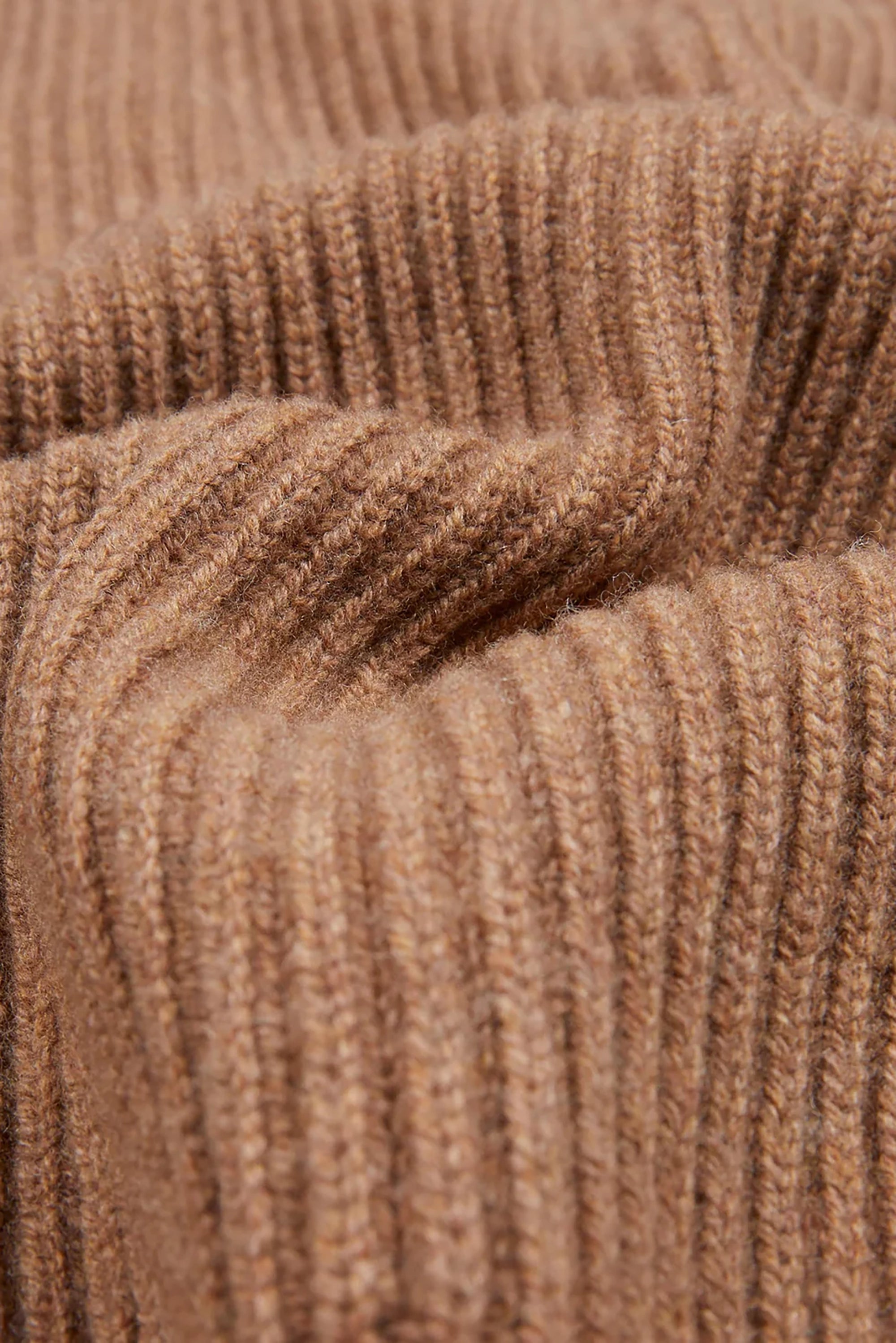 Camel Lambswool Shawl Collar Cardigan
